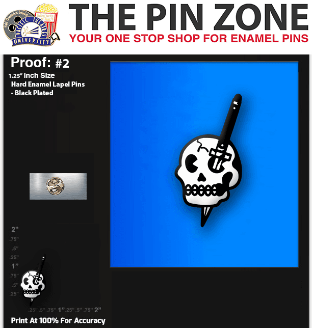50 “SWITCHBLADE SKULL” LAPEL PINS PROOF #2