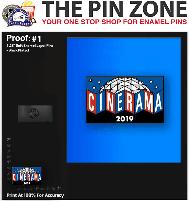 500 “Cinerama” LAPEL PINS PROOF #1