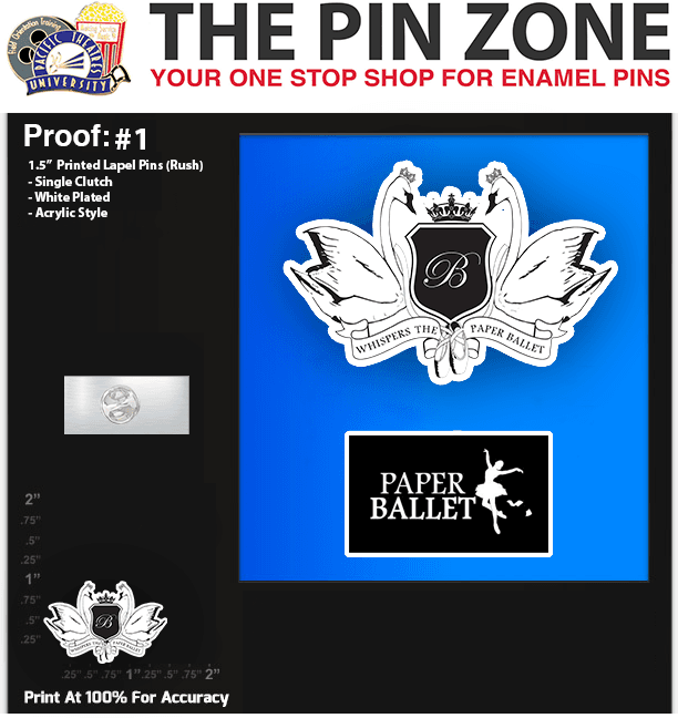 100 “Paper Ballet” LAPEL PINS PROOF #1
