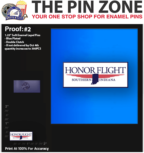 200 “HONOR FLIGHT” LAPEL PINS PROOF #2