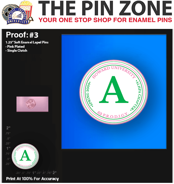 100 “HOWARD UNIVERSITY” LAPEL PINS PROOF #3