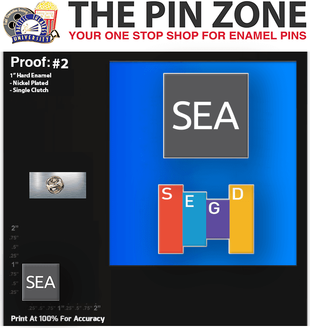 100 “SEGD” LAPEL PINS PROOF #2