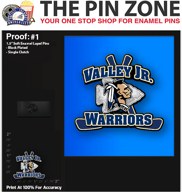 150 “VALLEY JR.” LAPEL PINS PROOF #1