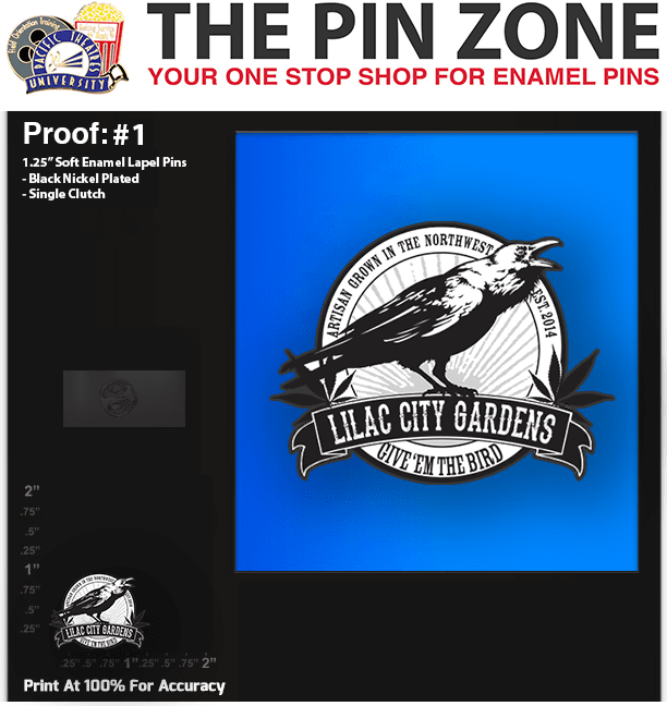 200 “LILAC CITY GARDENS” LAPEL PINS PROOF #1
