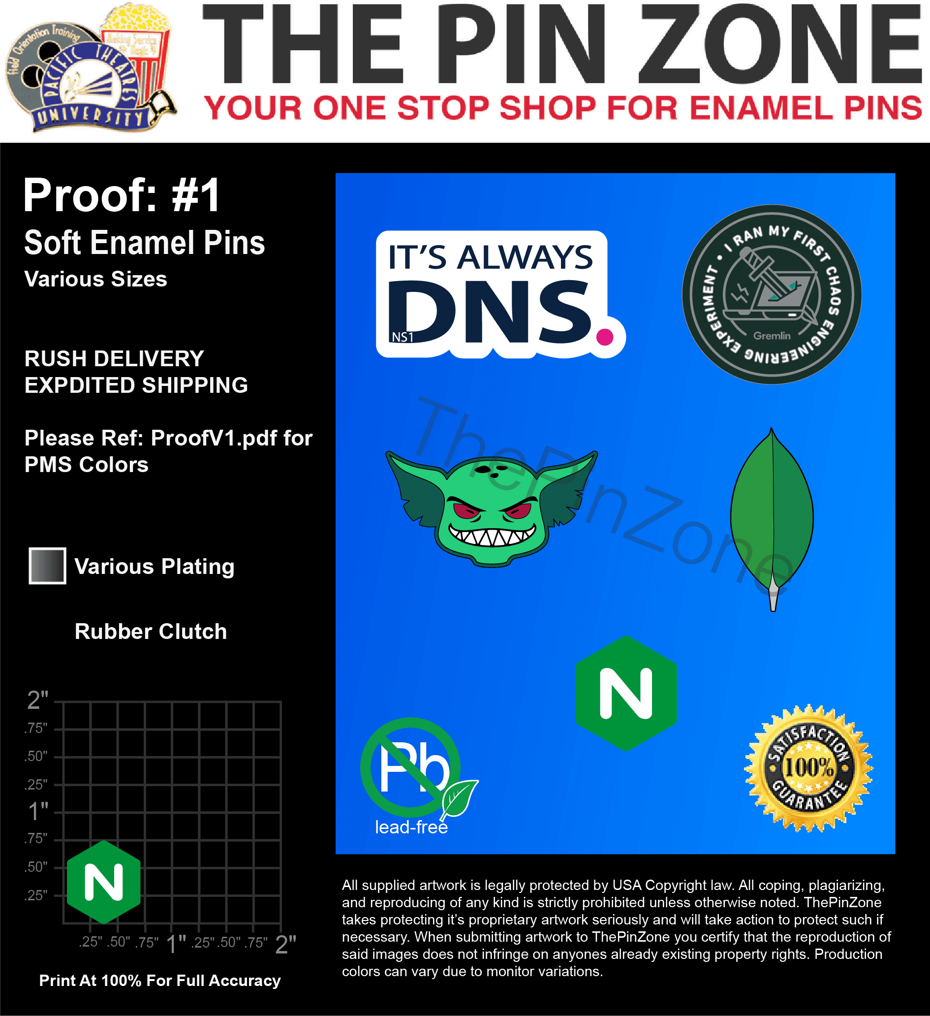 17000 “GREMLIN & MORE” LAPEL PINS: PROOF #1