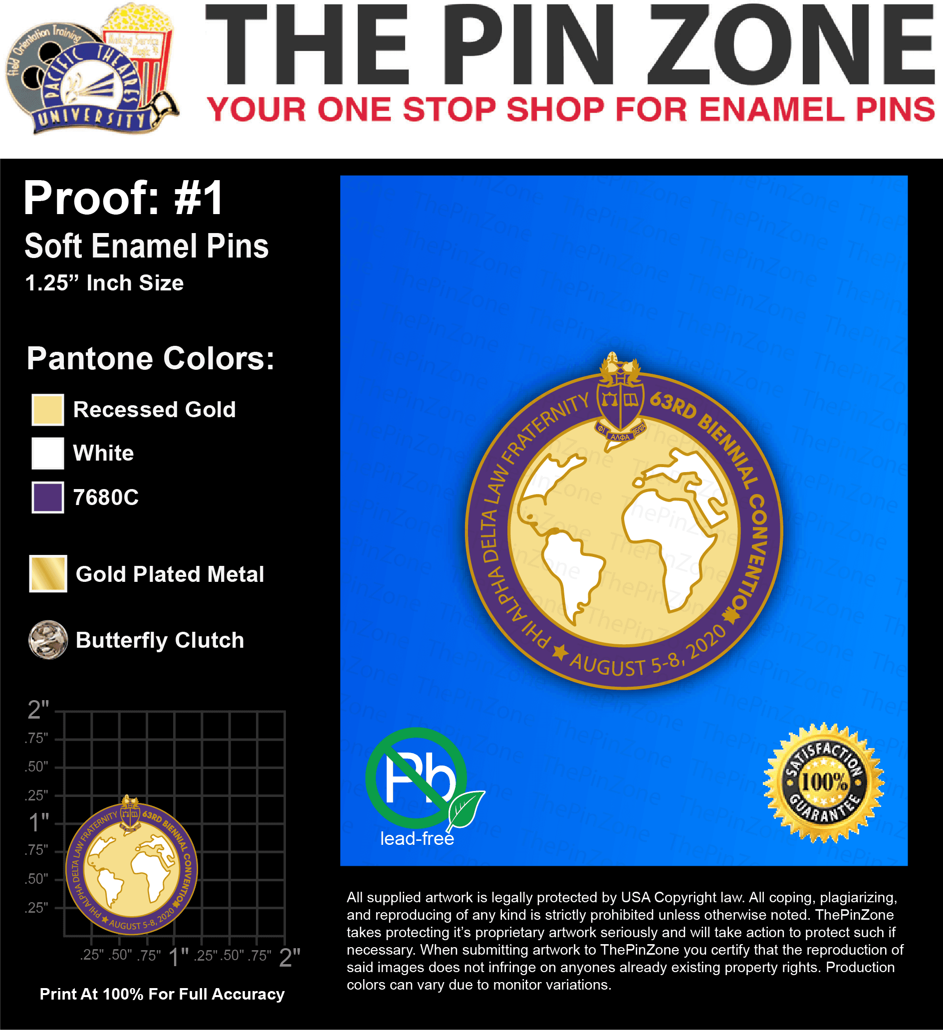 375 “LAW FRATERNITY” LAPEL PINS: PROOF #1
