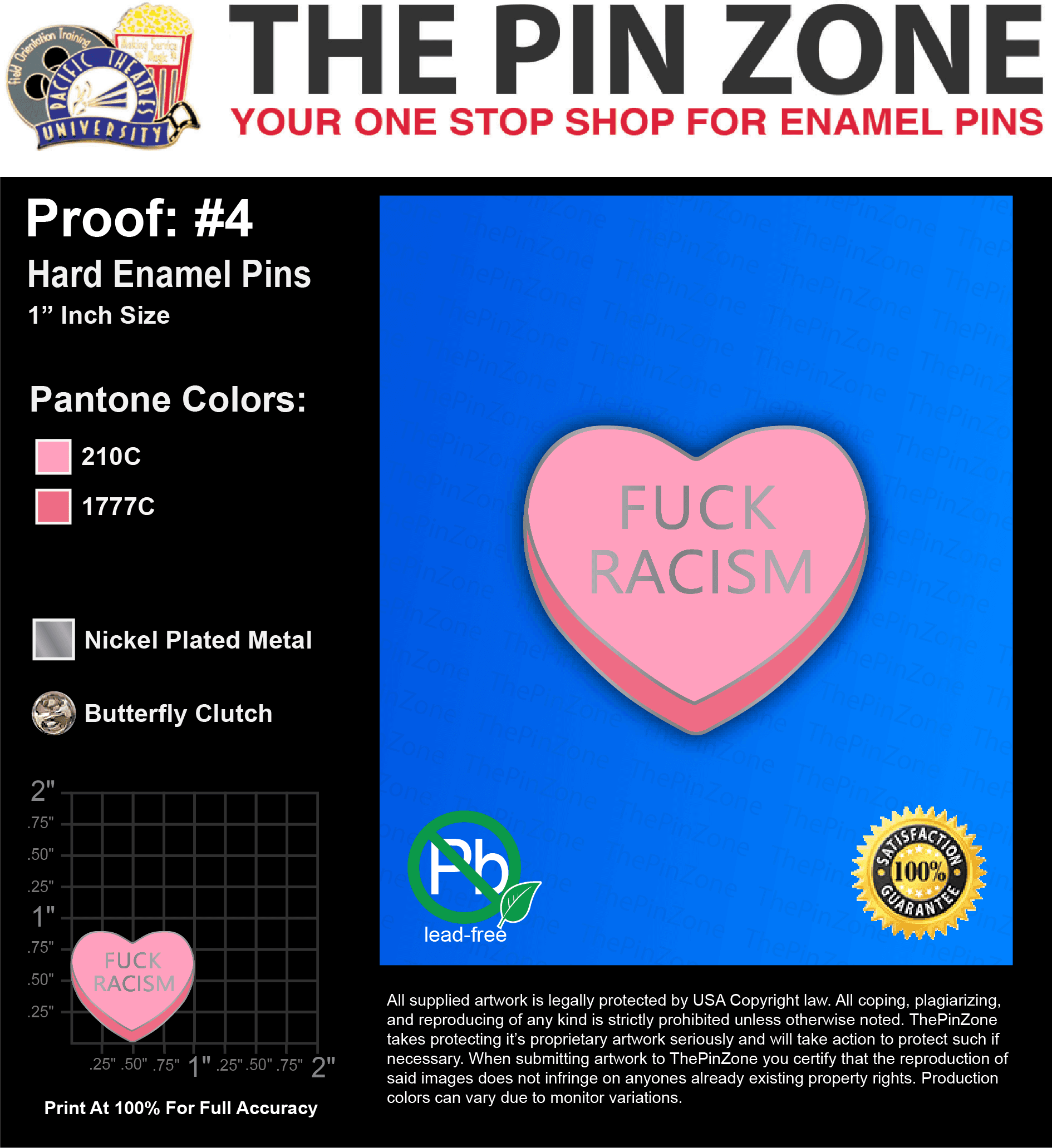 100 “FUCK RACISM” LAPEL PINS: PROOF #4