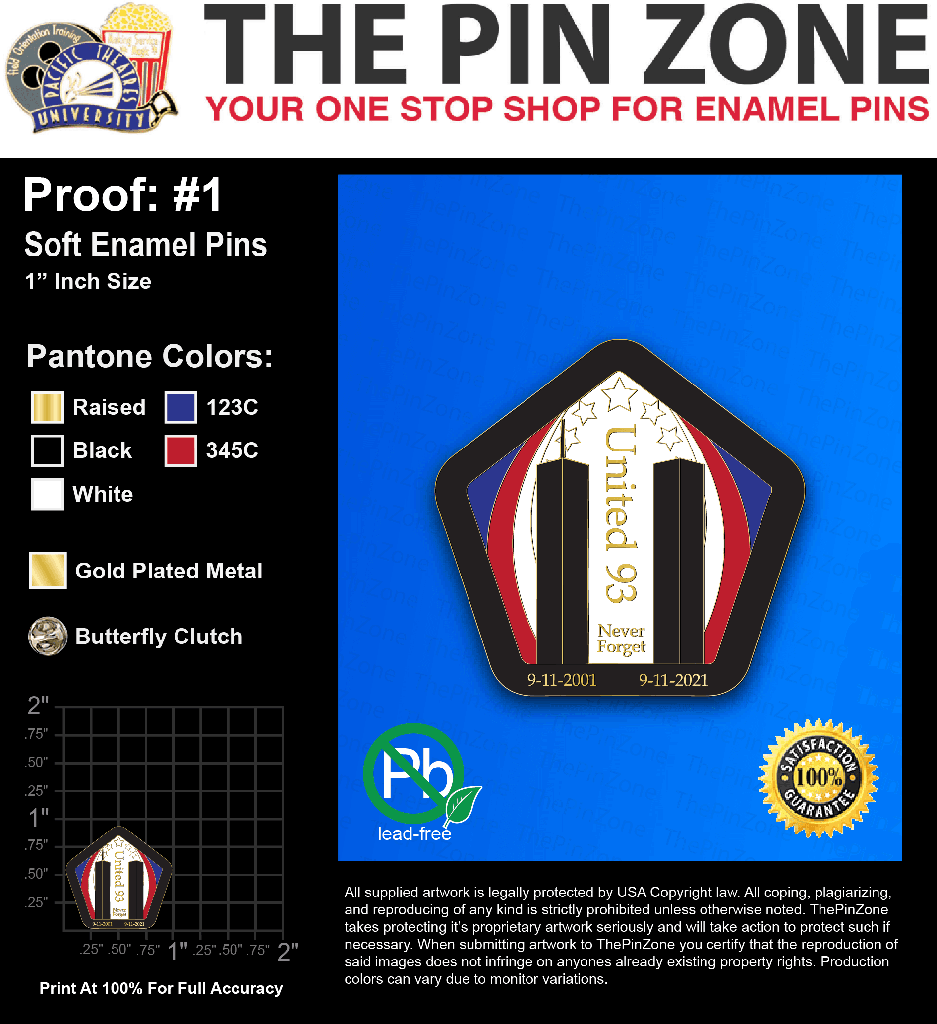 100 “AARON F” LAPEL PINS: PROOF #1