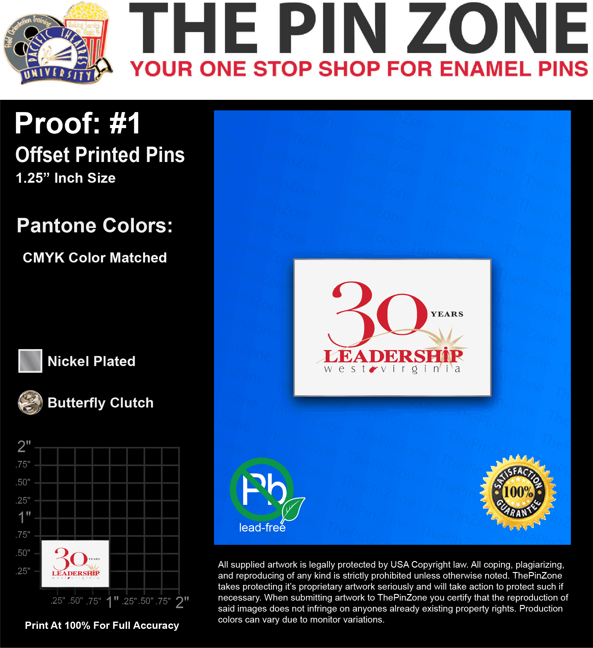 100 “CAROL S” LAPEL PINS: PROOF #1