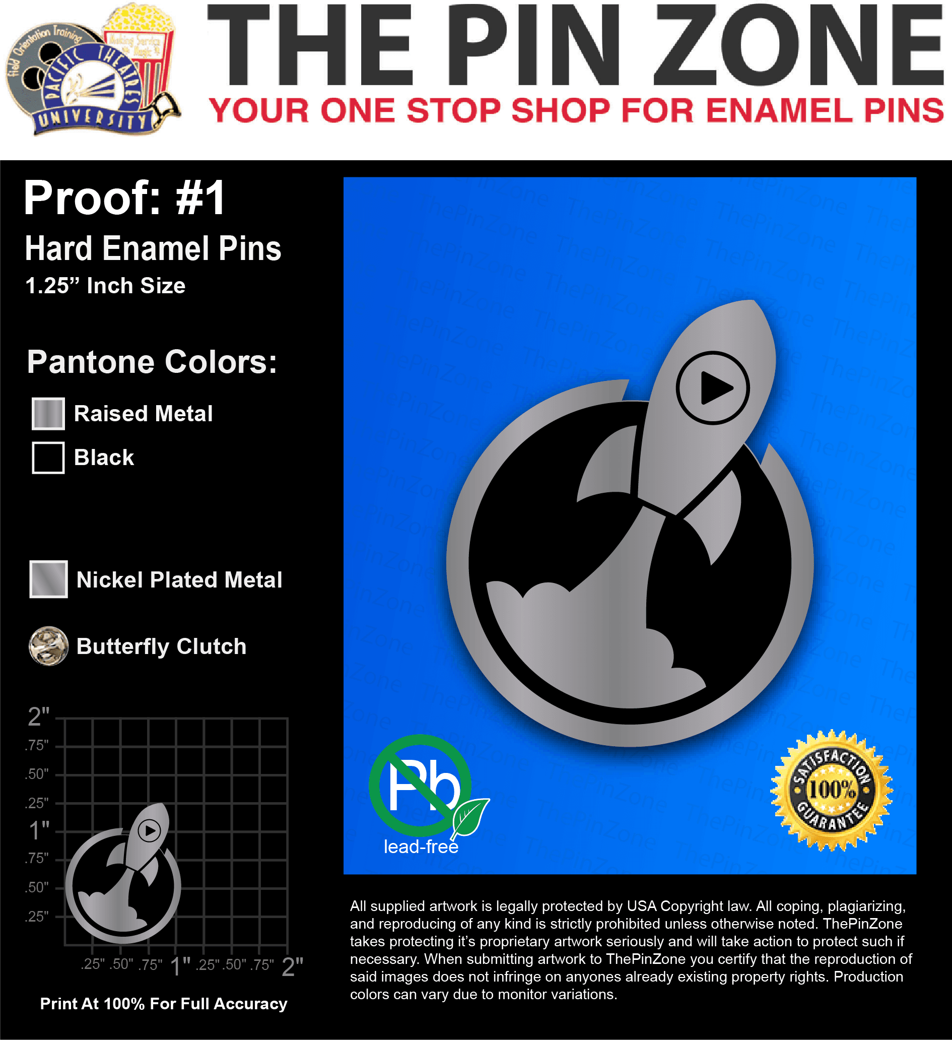 100 “COLONY J” LAPEL PINS: PROOF #1