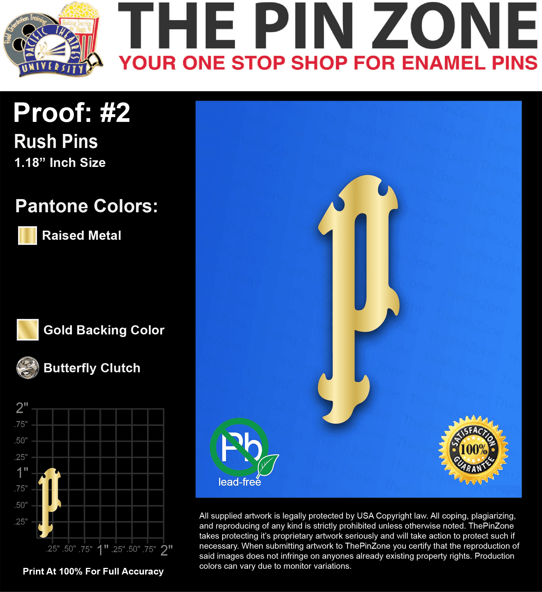 100 “GABRIELA L” LAPEL PINS: PROOF #2