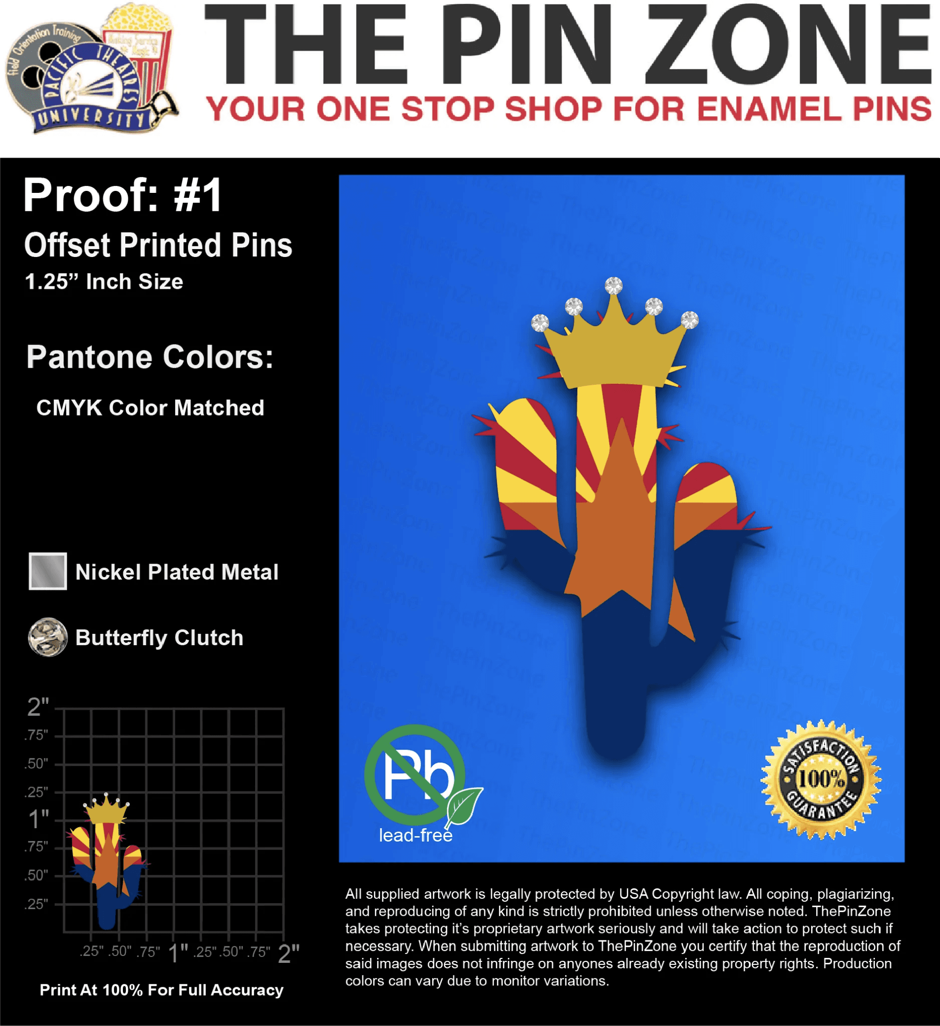 100 “CONNIE S” LAPEL PINS: PROOF #1