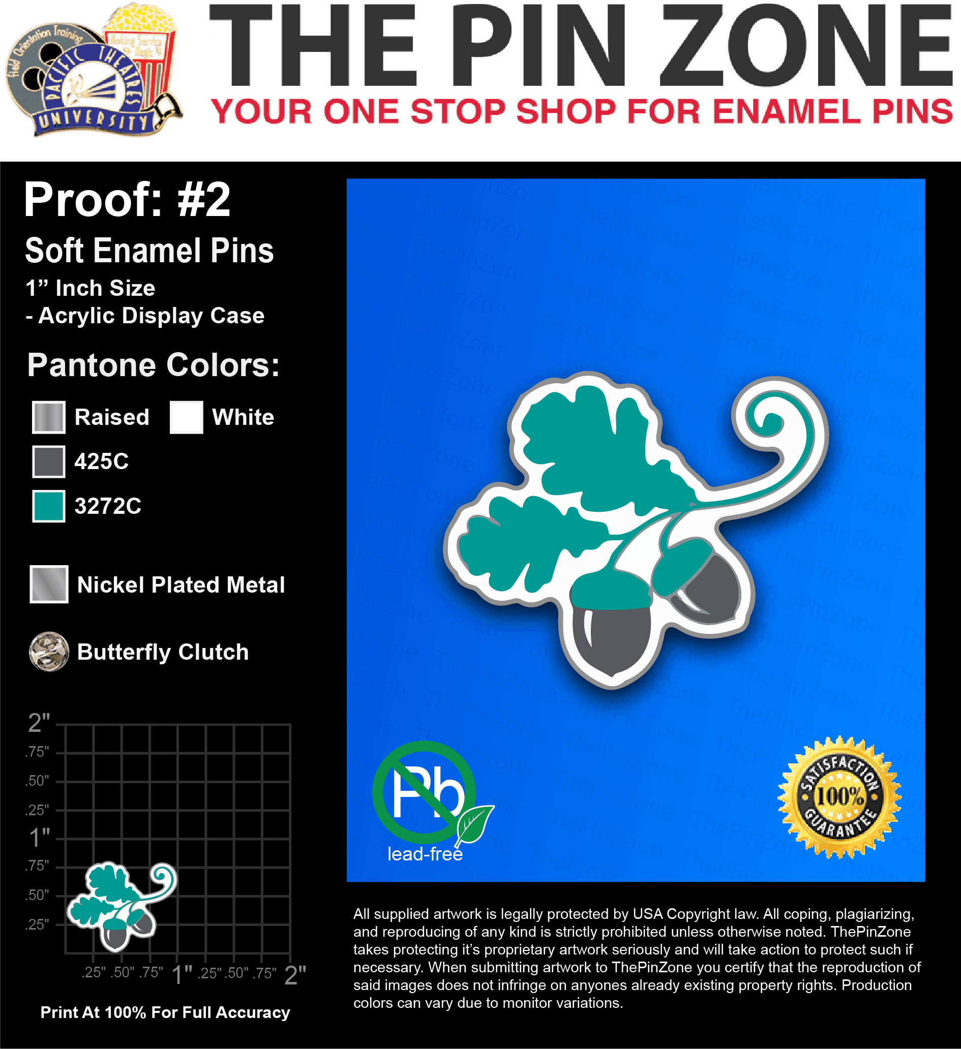 100 “HELEN H” LAPEL PINS: PROOF #1