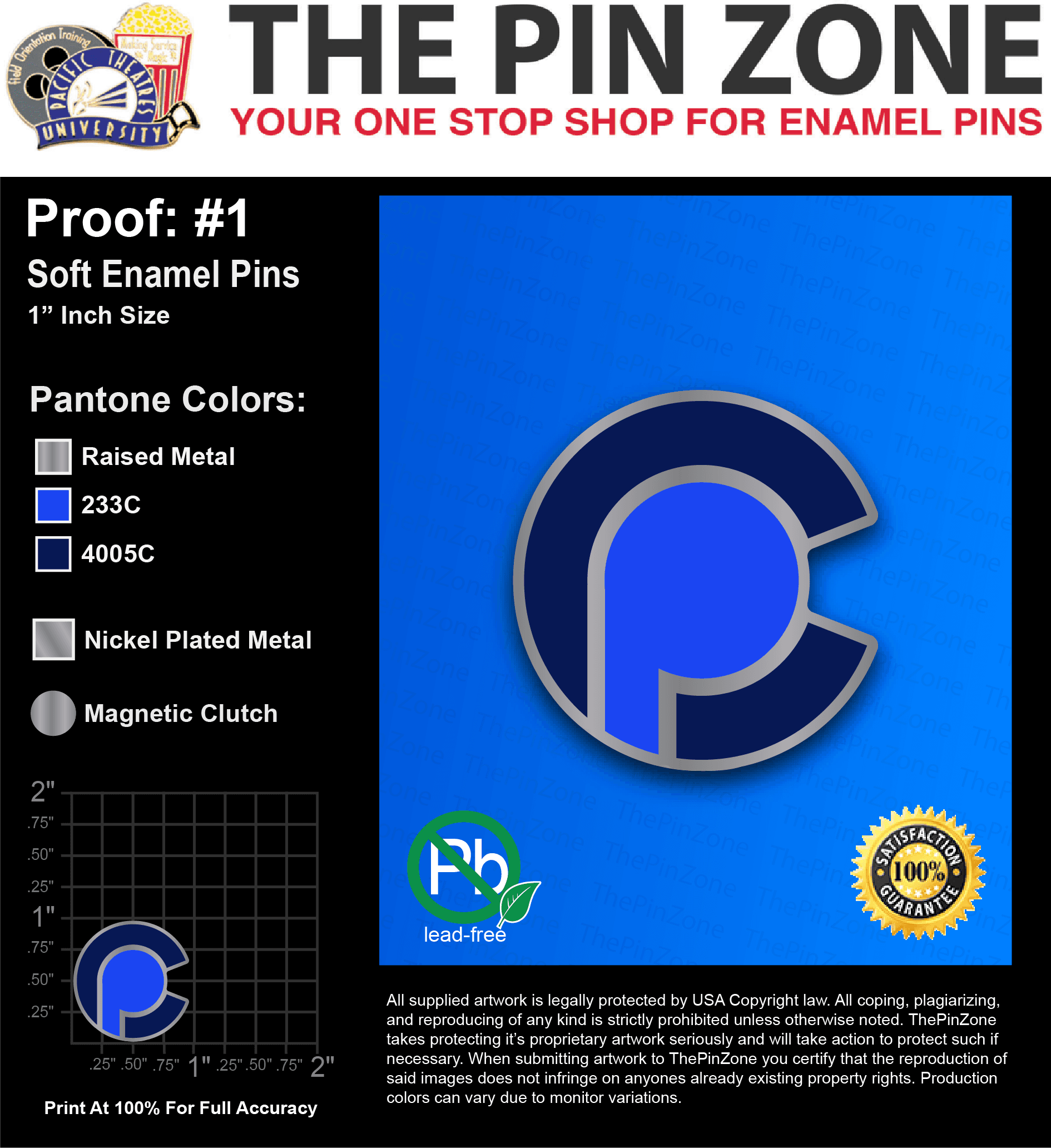 100 “ALONZO E” LAPEL PINS: PROOF #1