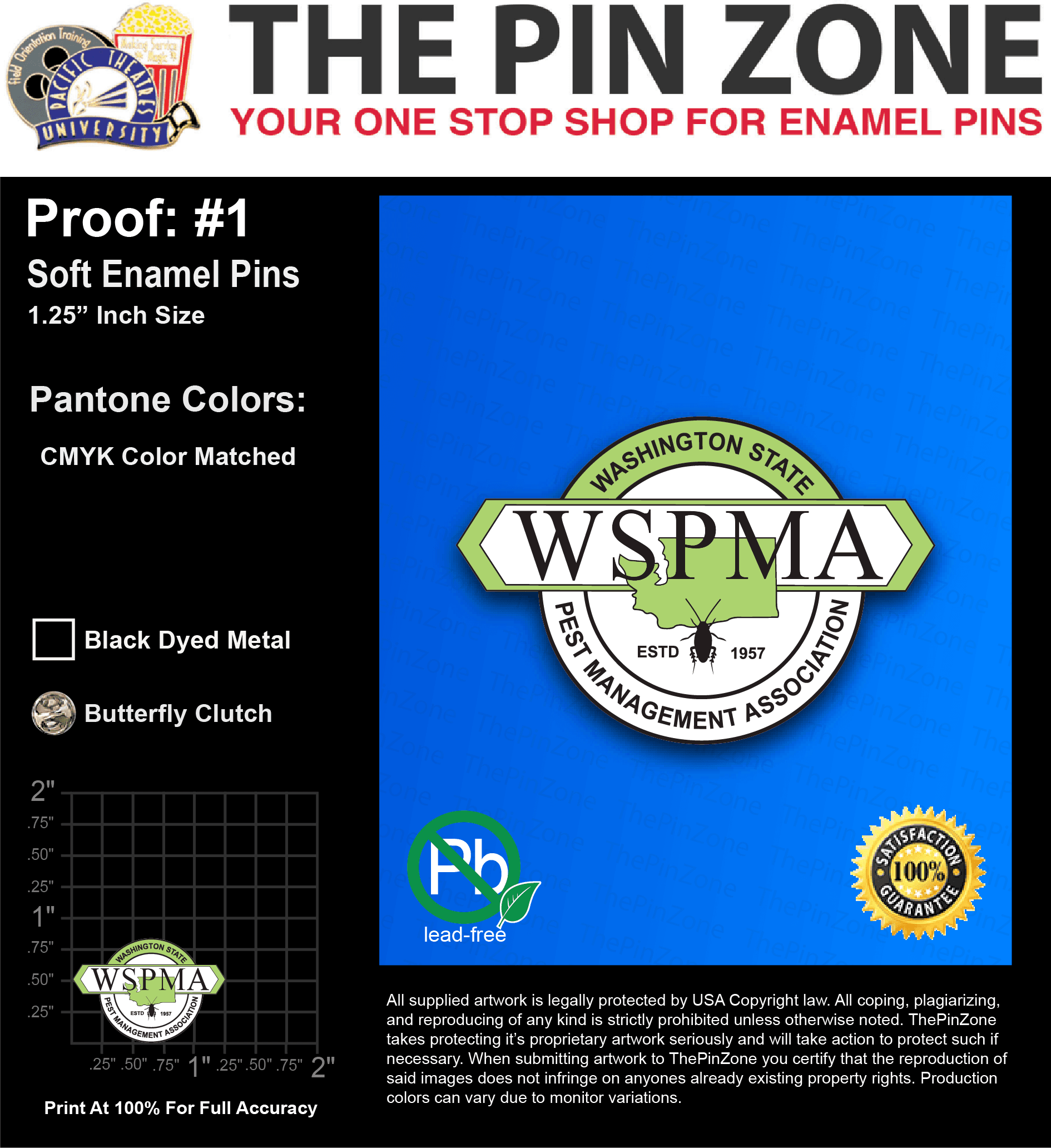 100 “BILLY P” LAPEL PINS: PROOF #1