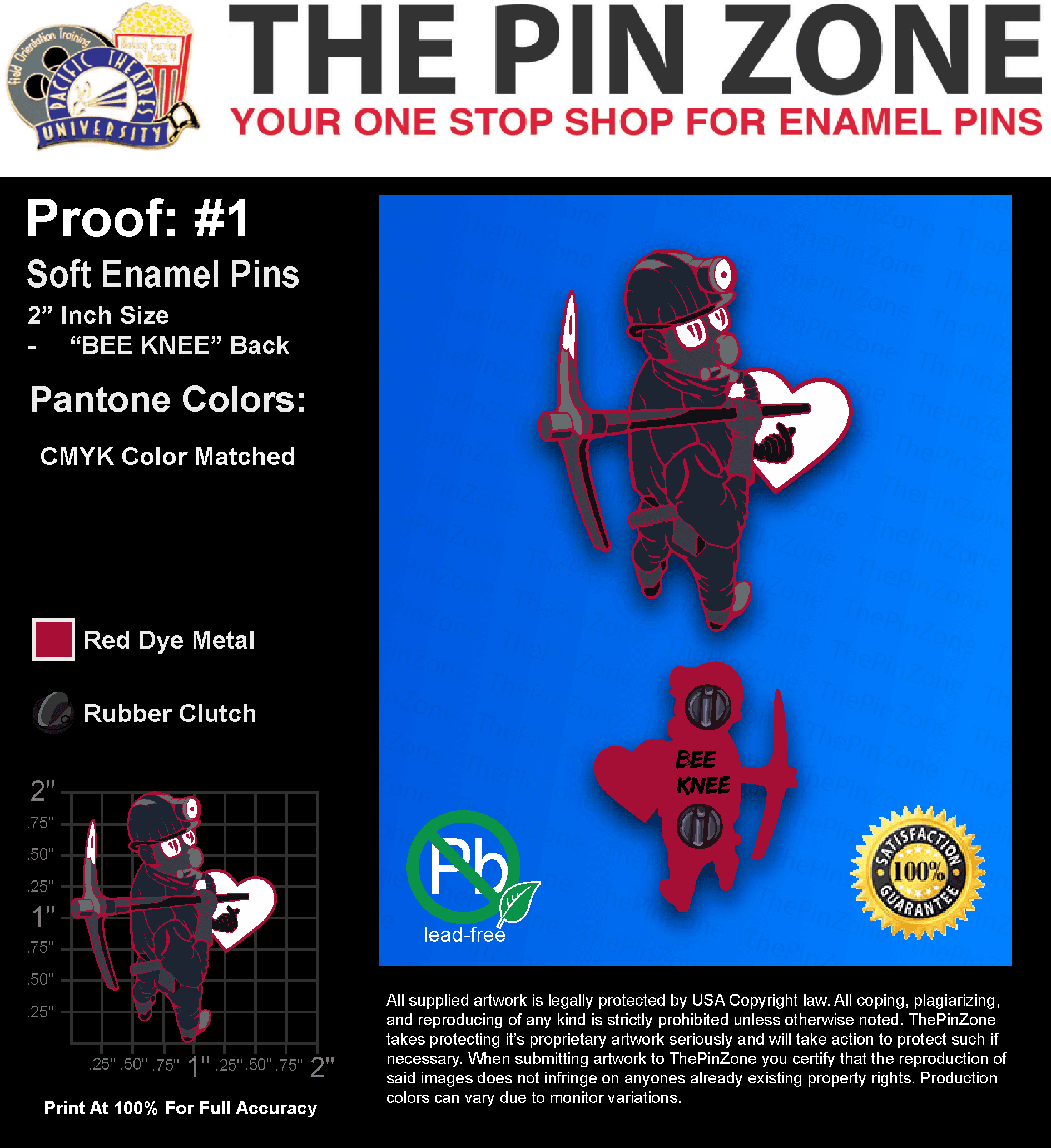 100 “FRANCESCA D” LAPEL PINS: PROOF #1