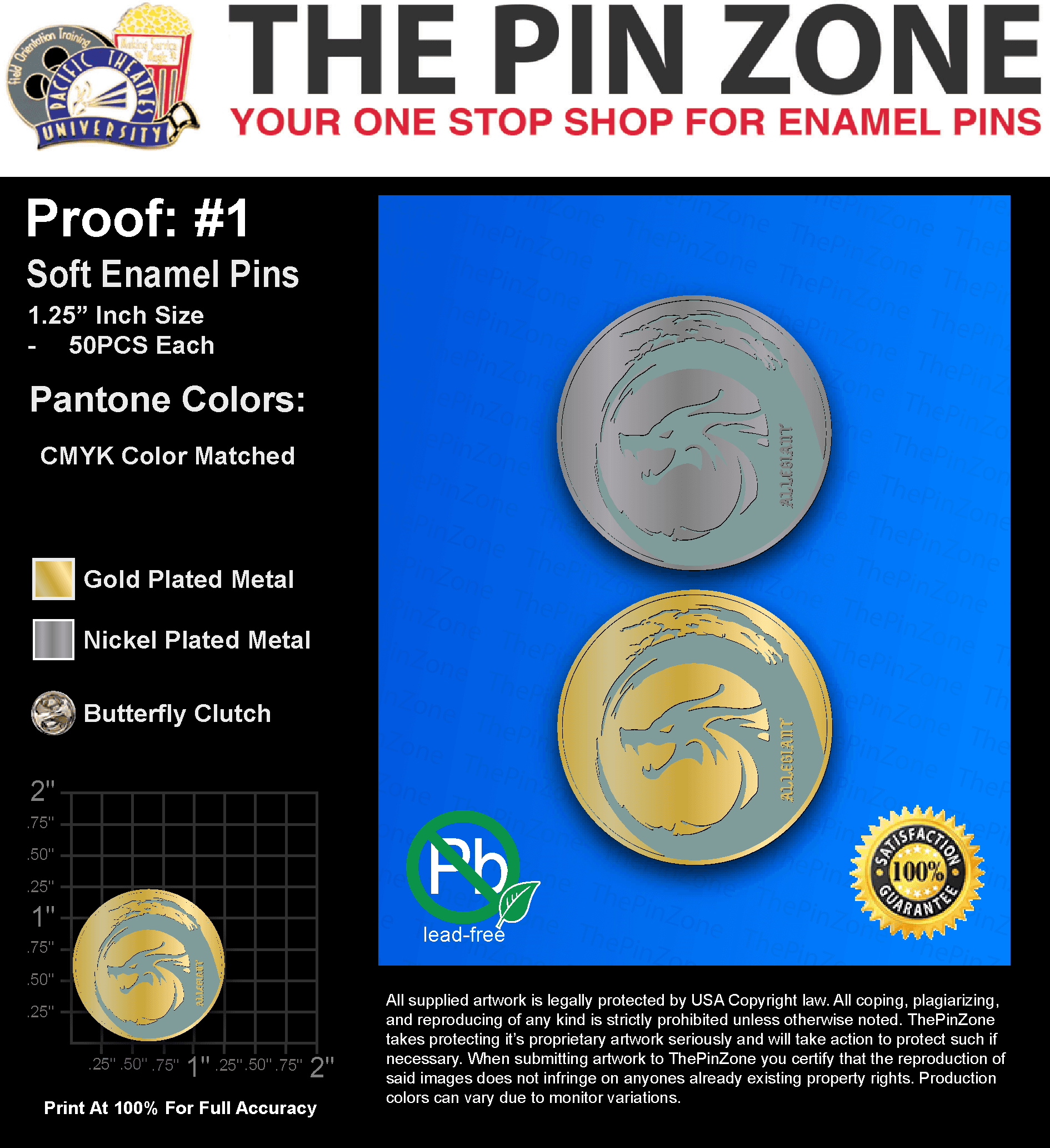 100 “DASHIA R” LAPEL PINS: PROOF #1