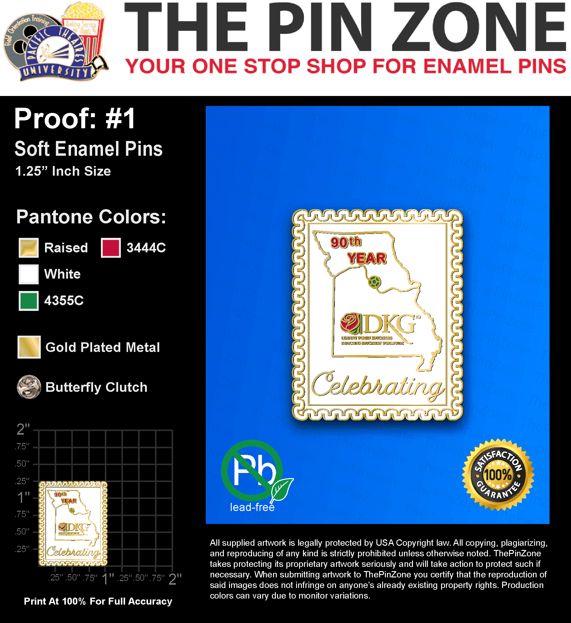 100 “JANET B” LAPEL PINS: PROOF #1