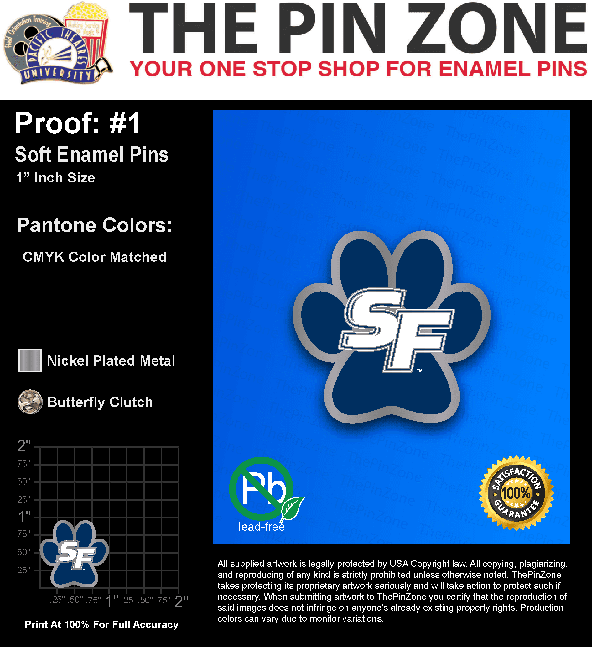 200 “STEFANIE H” LAPEL PINS: PROOF #1