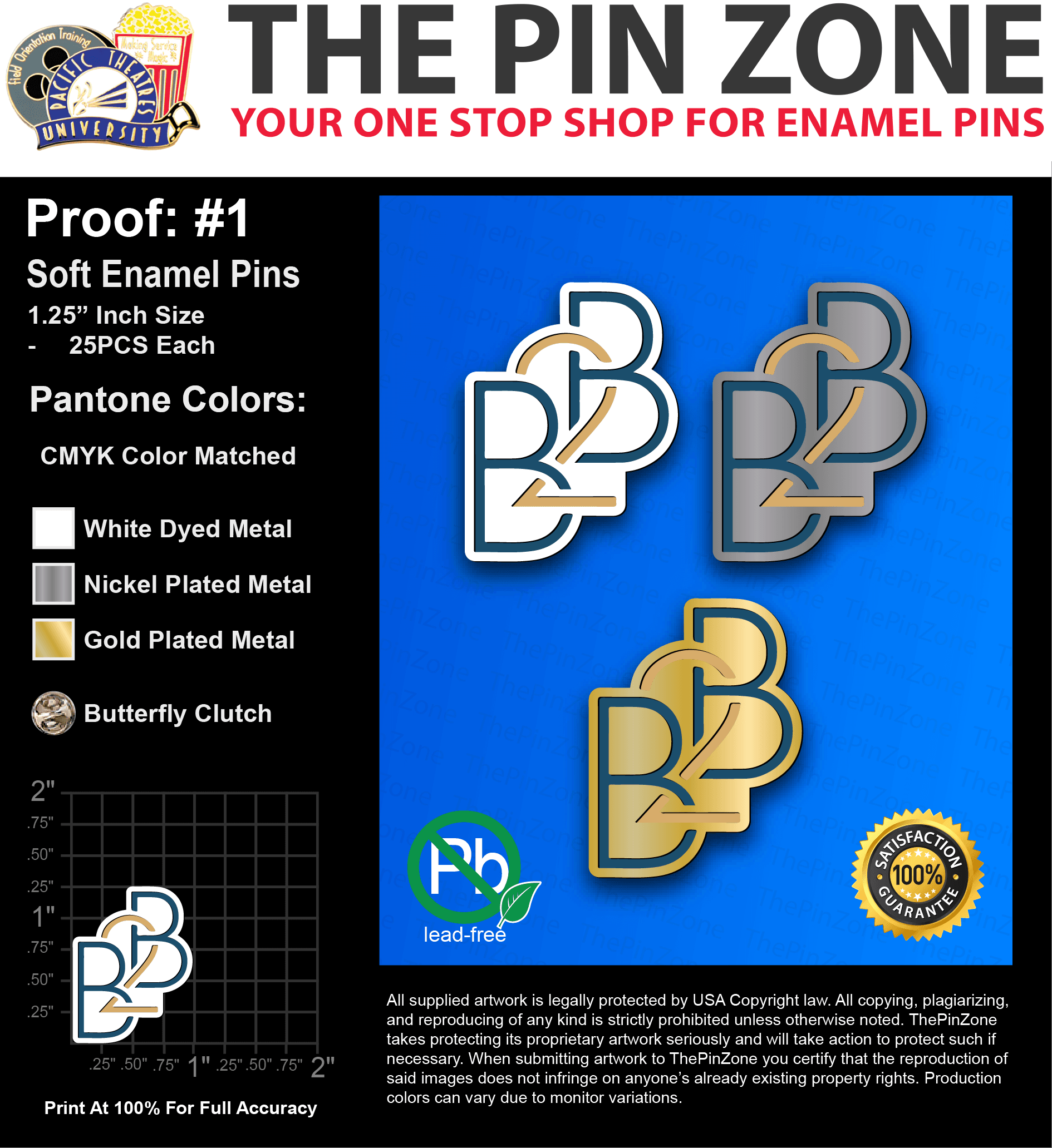 75 “GABRIELLA B” LAPEL PINS: PROOF #1