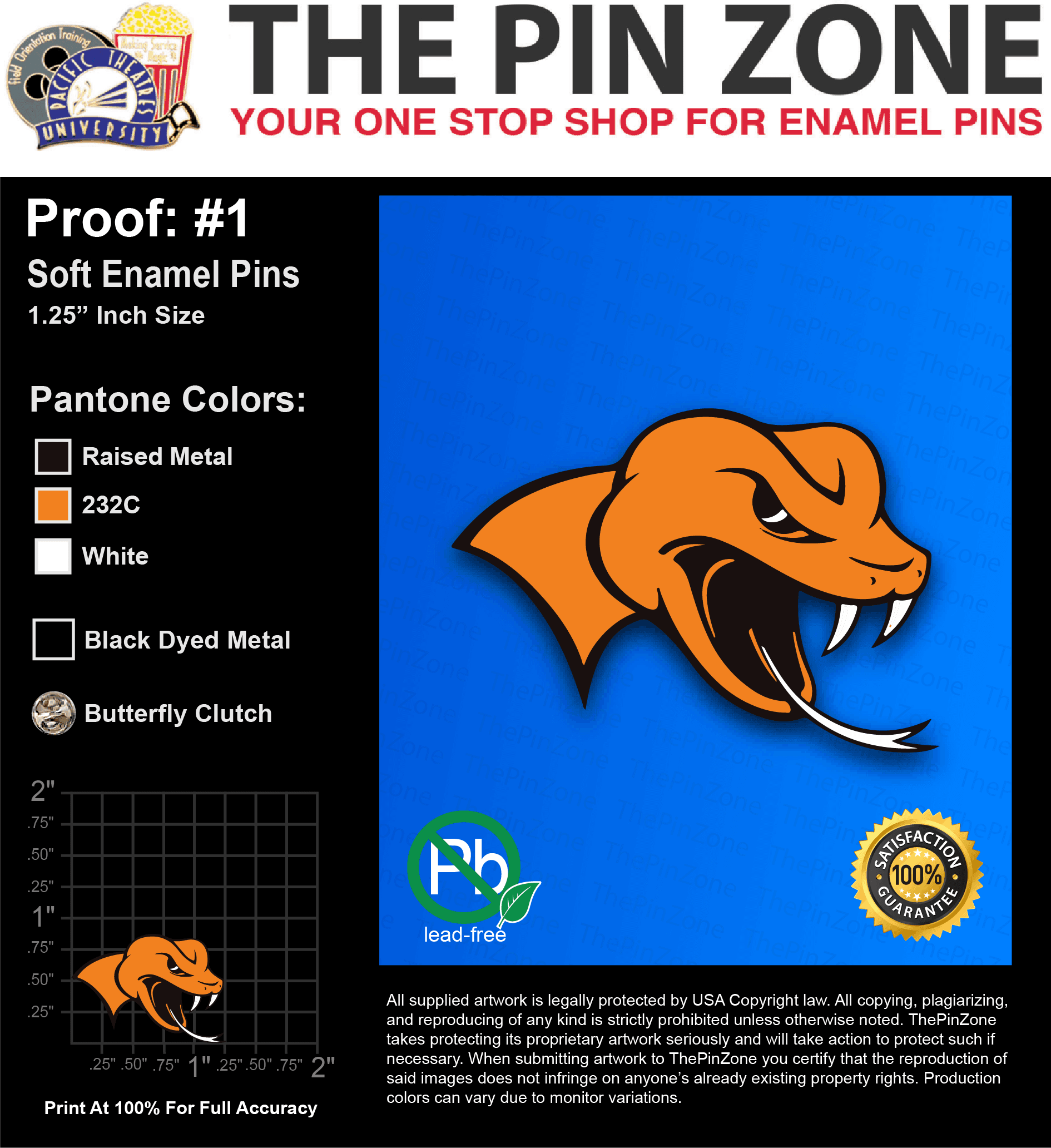 50 “JAKEN H” LAPEL PINS: PROOF #1