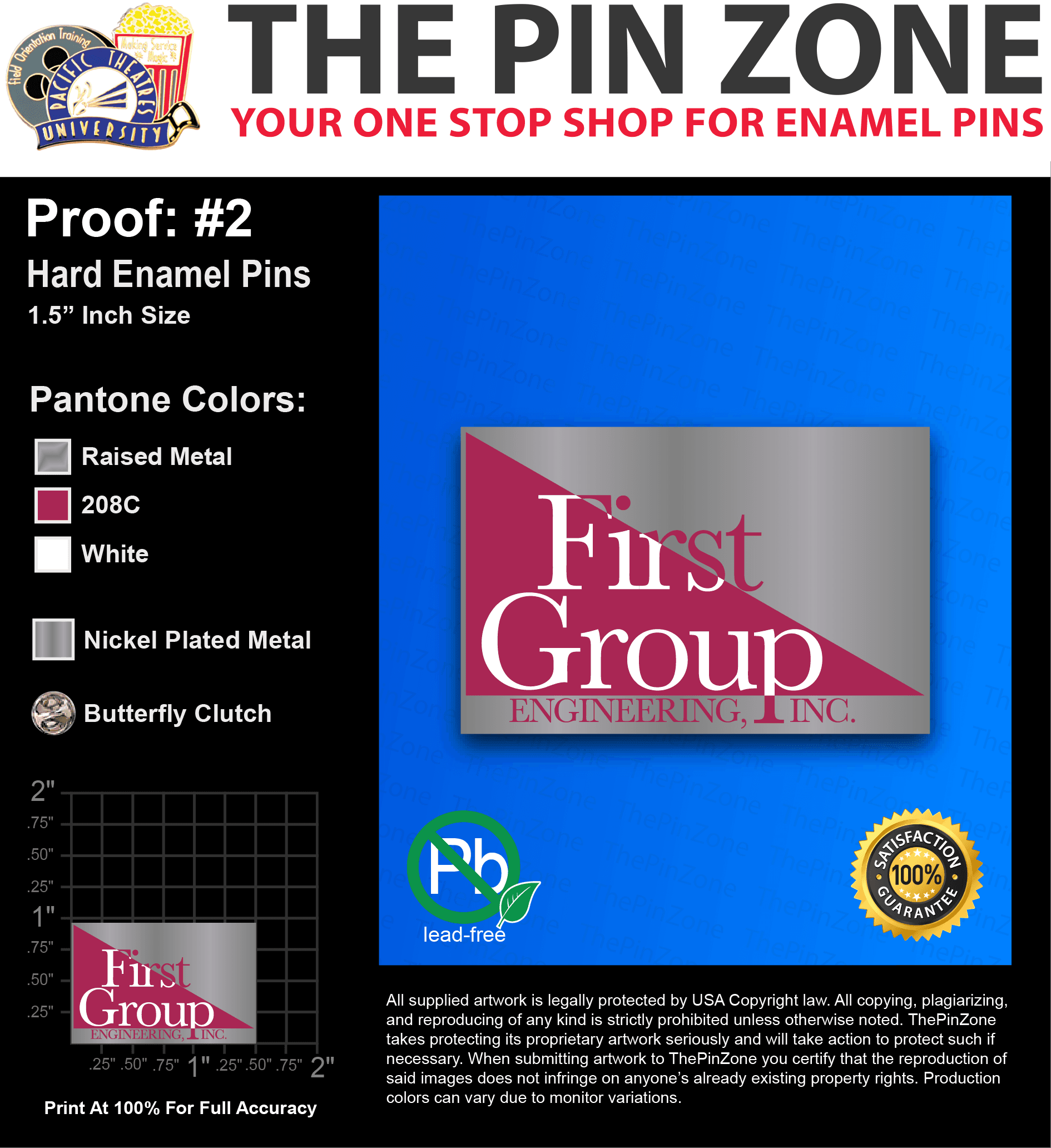 25 “CYNTHIA P” LAPEL PINS: PROOF #2