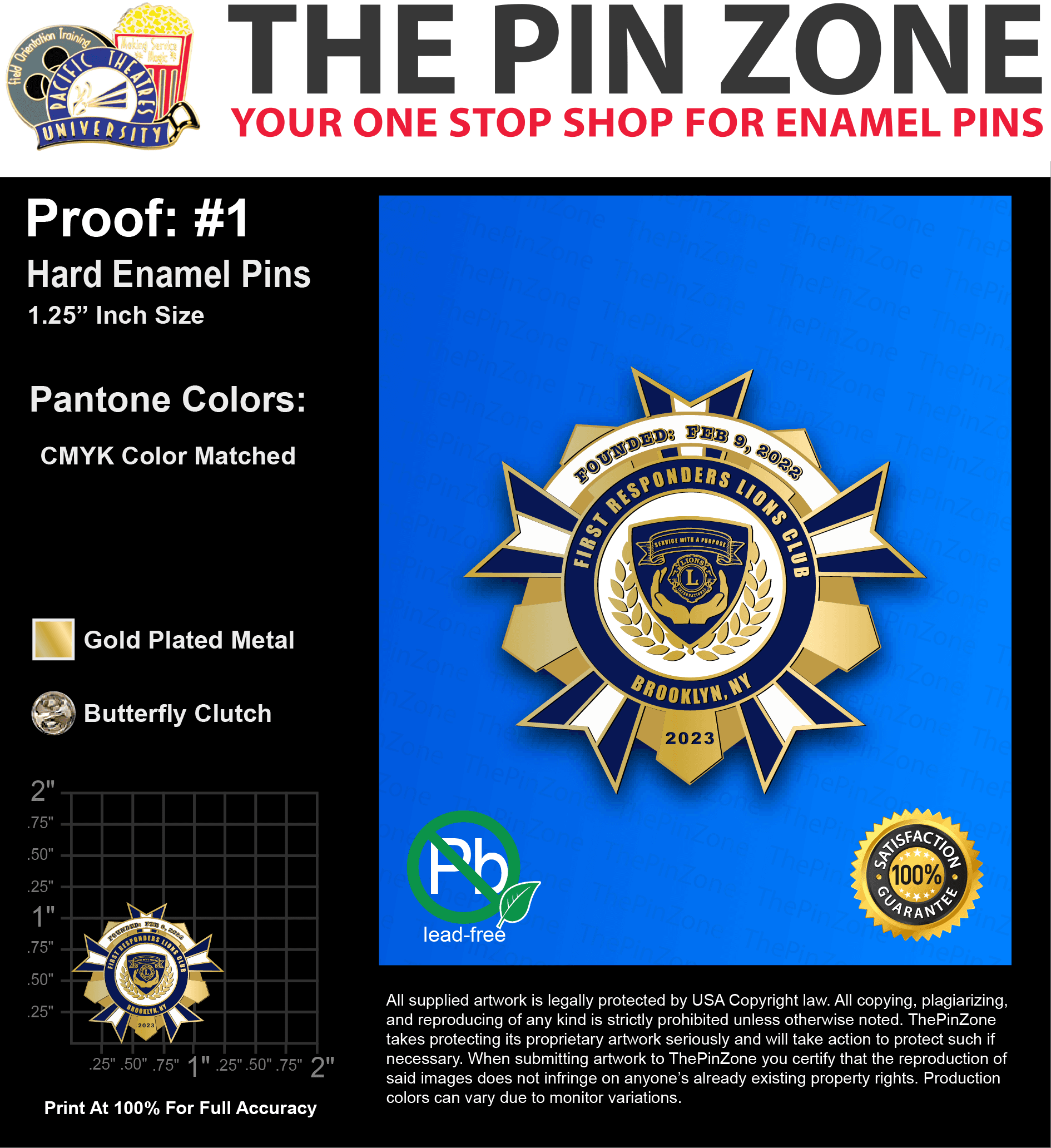 300 “DIMPLE W” LAPEL PINS: PROOF #1