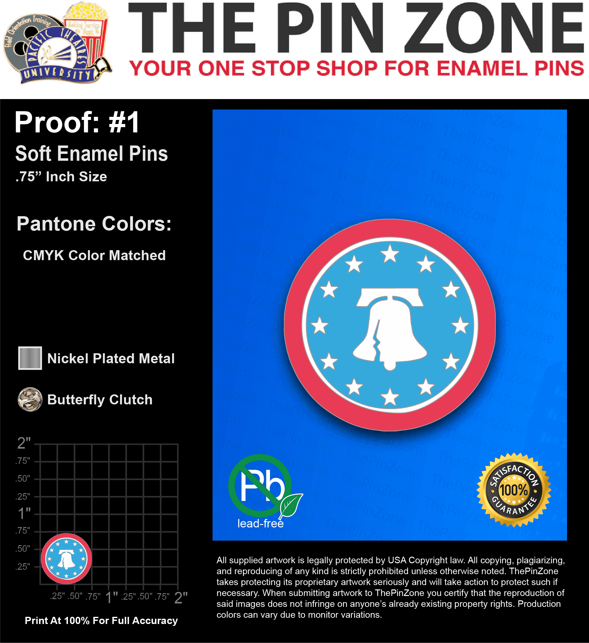 350 “ELIZABETH B” LAPEL PINS: PROOF #1