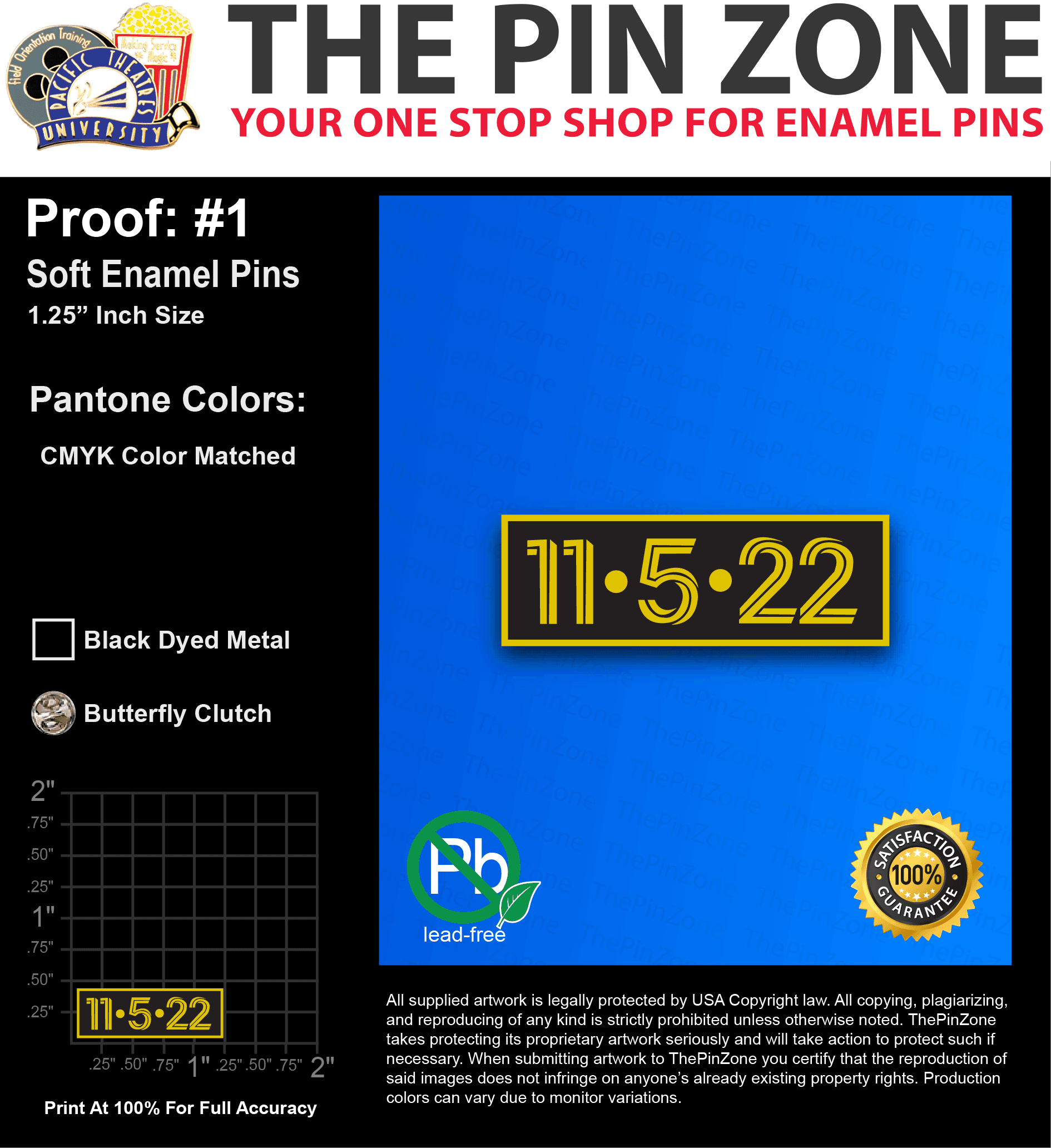 100 “JOSE V” LAPEL PINS: PROOF #1