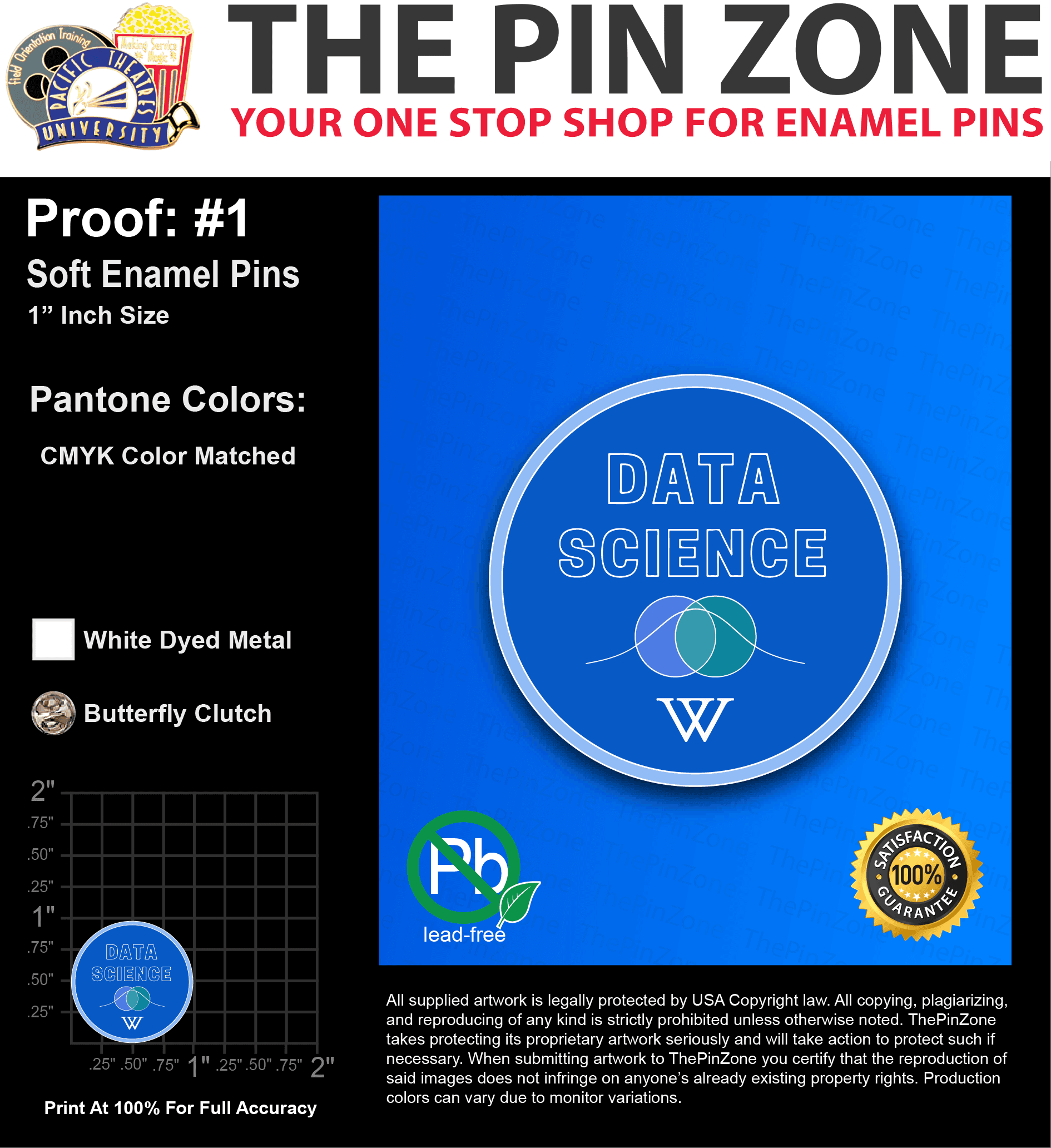 100 “NARINE E” LAPEL PINS: PROOF #1