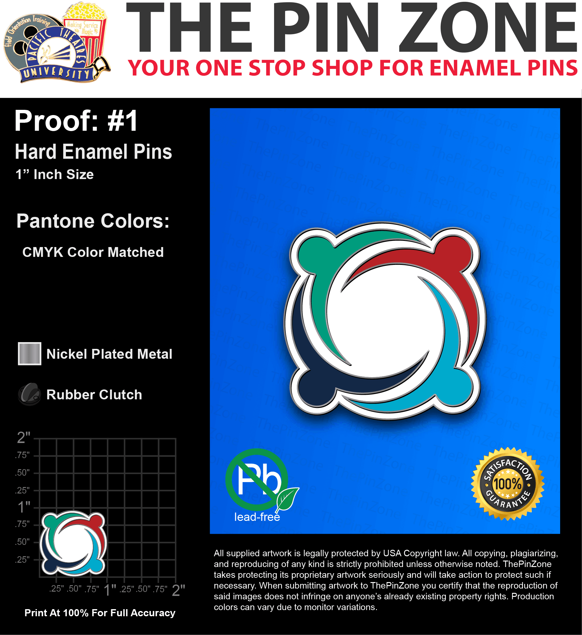 100 “MARK S” LAPEL PINS: PROOF #1