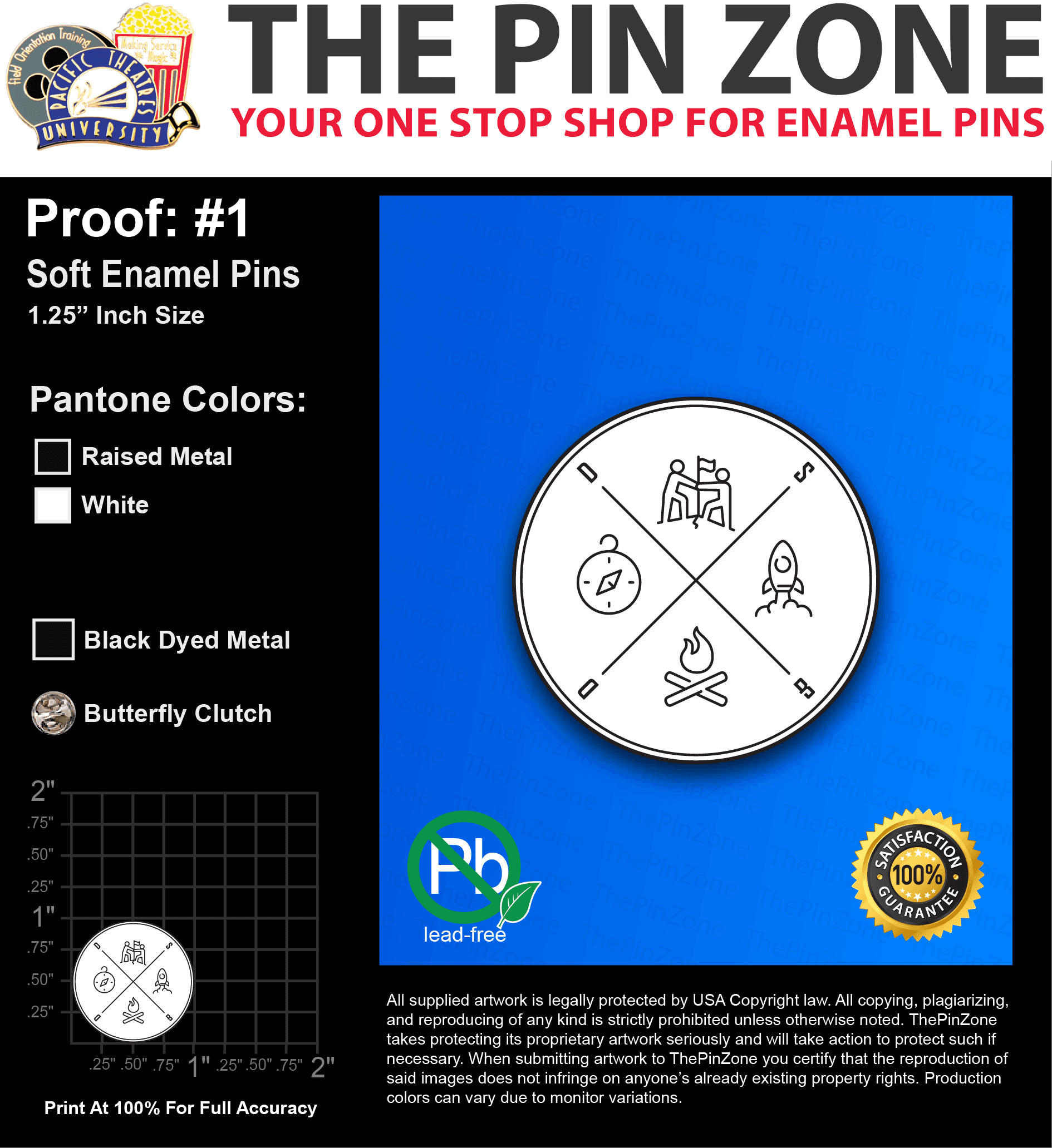 100 “TERRELL F” LAPEL PINS: PROOF #1