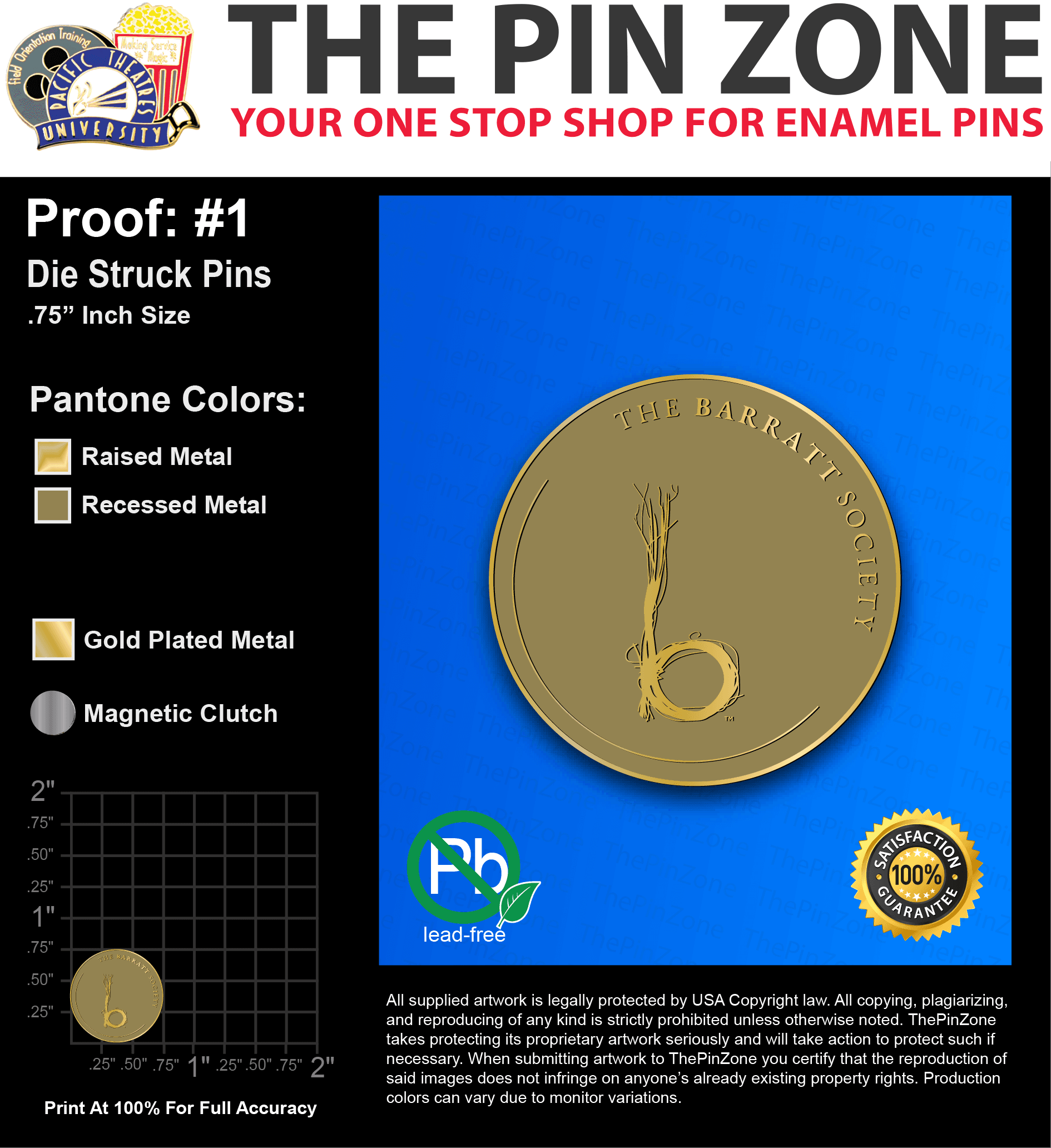 50 “BIANCA M” LAPEL PINS: PROOF #1