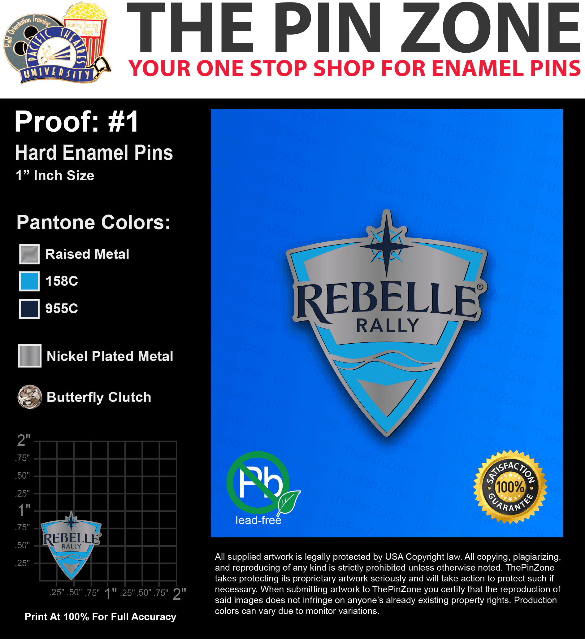 200 “NOELLE E” LAPEL PINS: PROOF #1