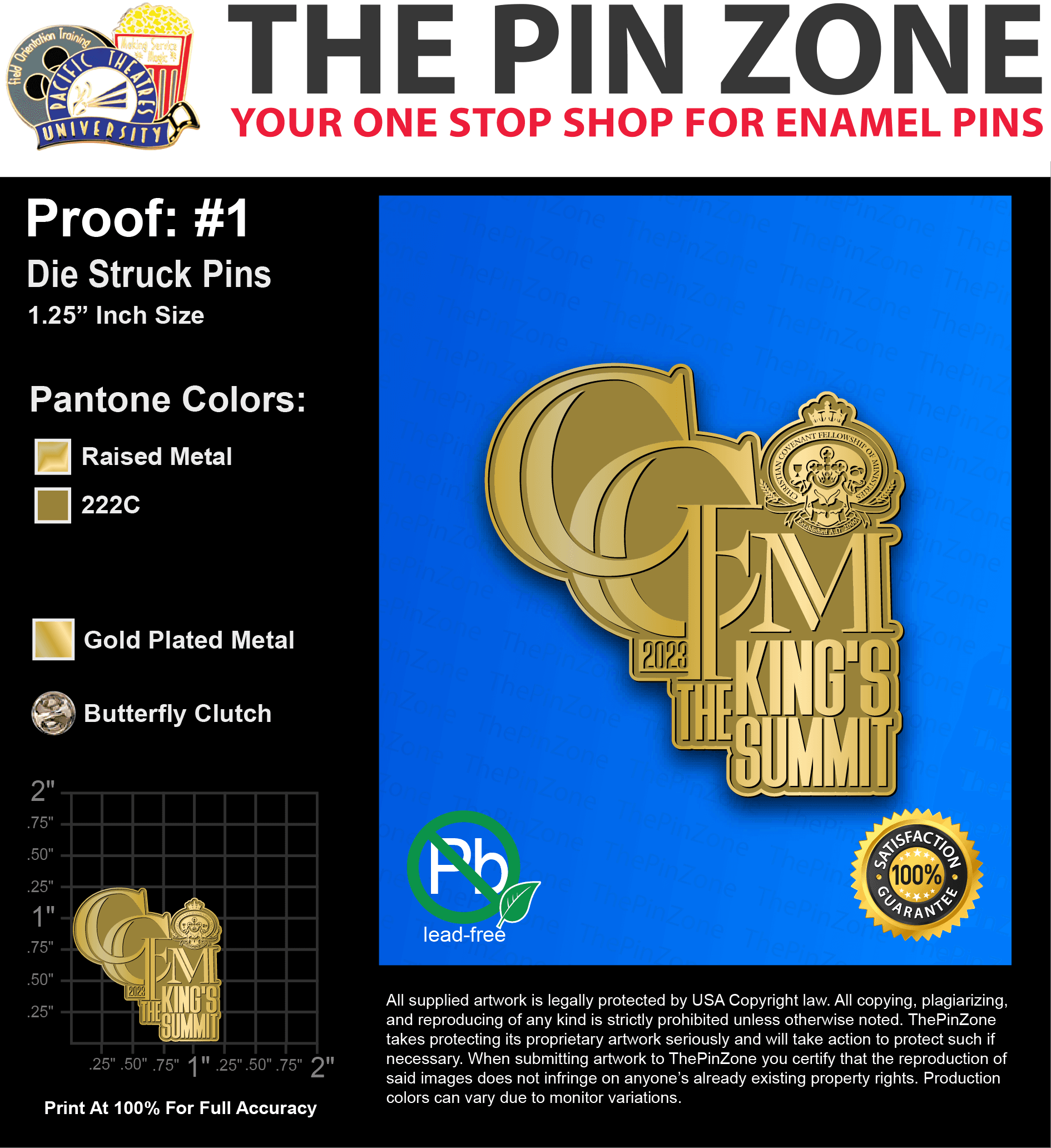 500 “RONNIE G” LAPEL PINS: PROOF #1