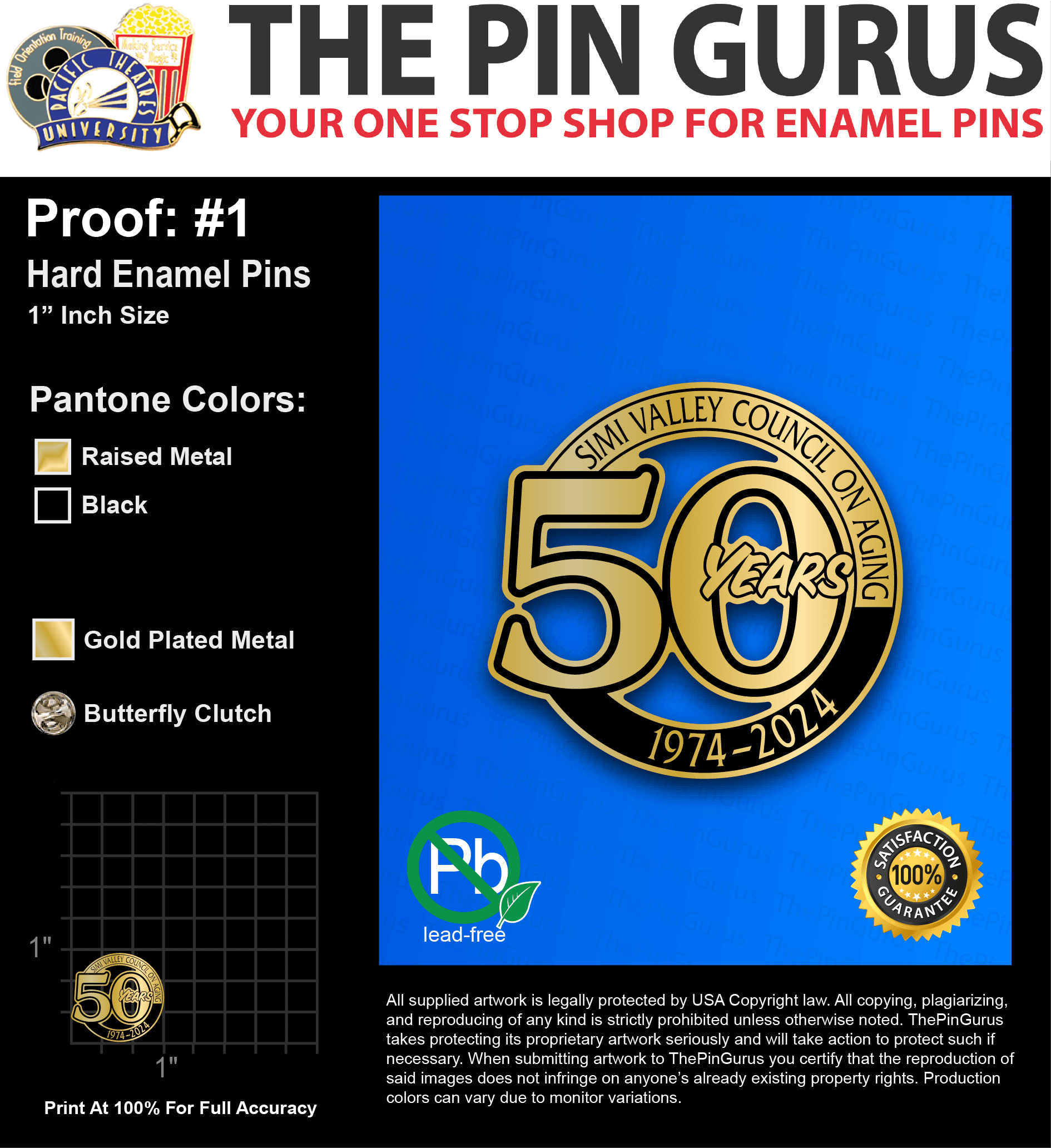 5 “ANGEL S” LAPEL PINS: PROOF #1