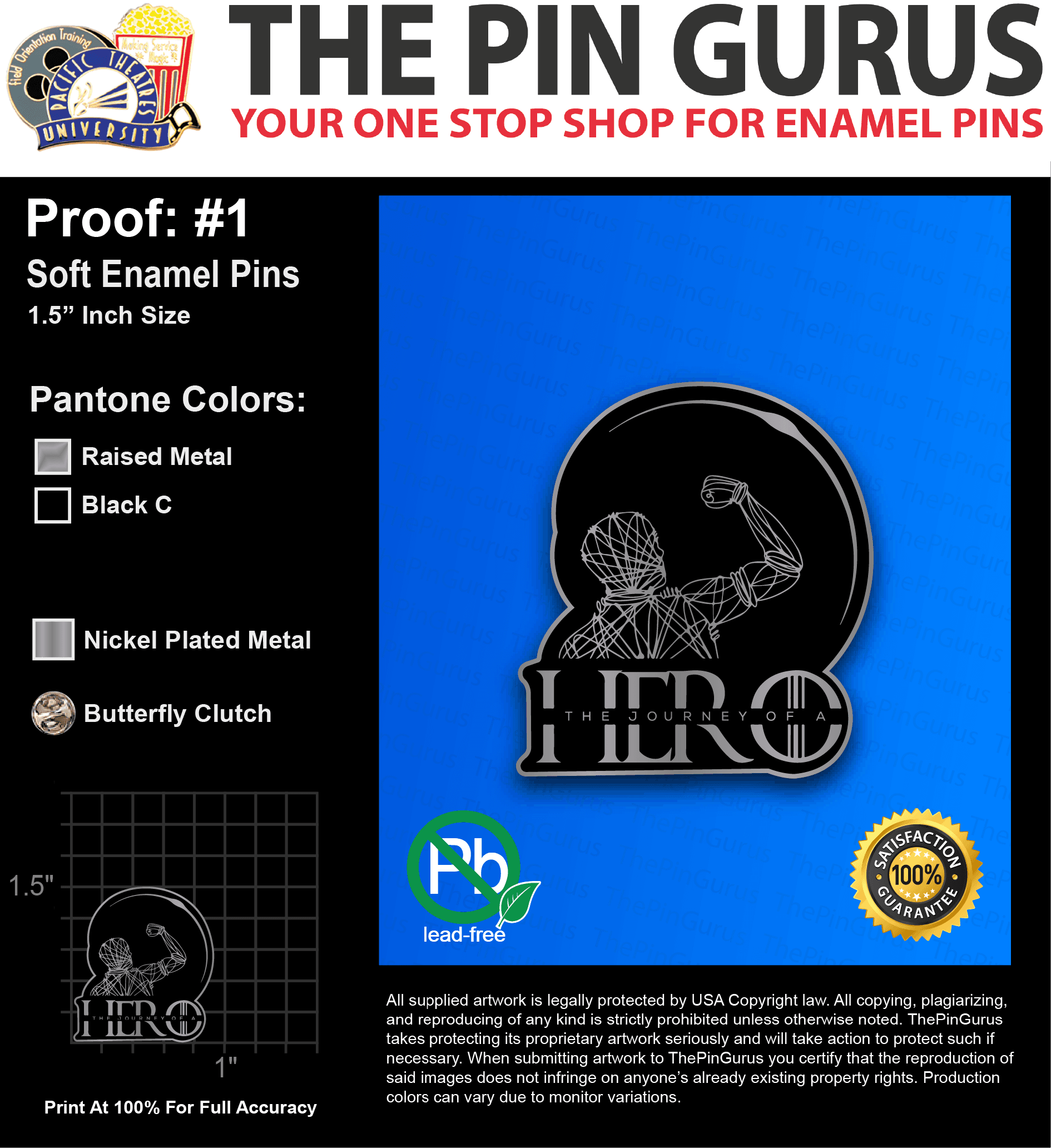 100 “CHERYL D” LAPEL PINS: PROOF #1