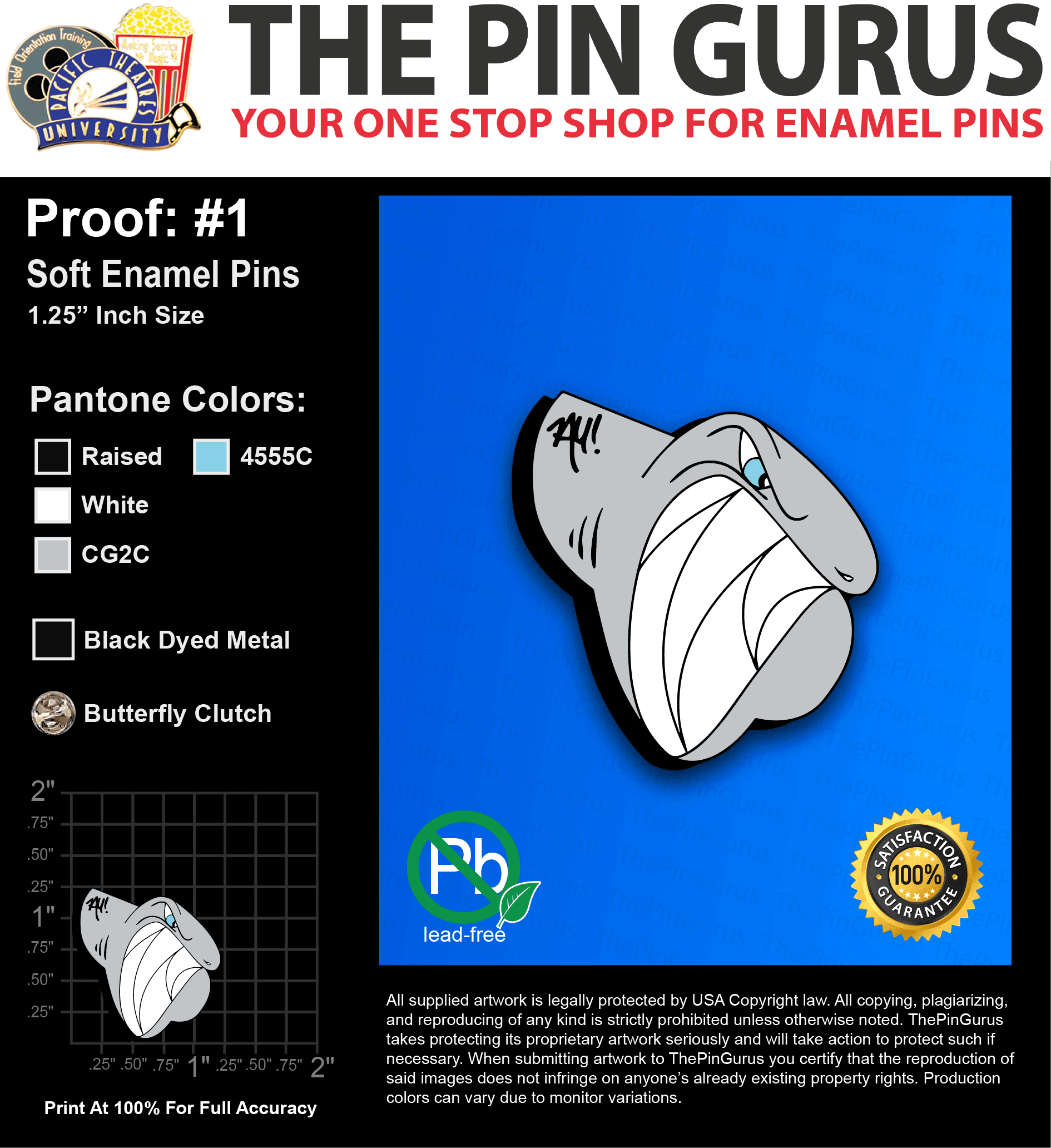 25 “EDWIN A” LAPEL PINS: PROOF #1