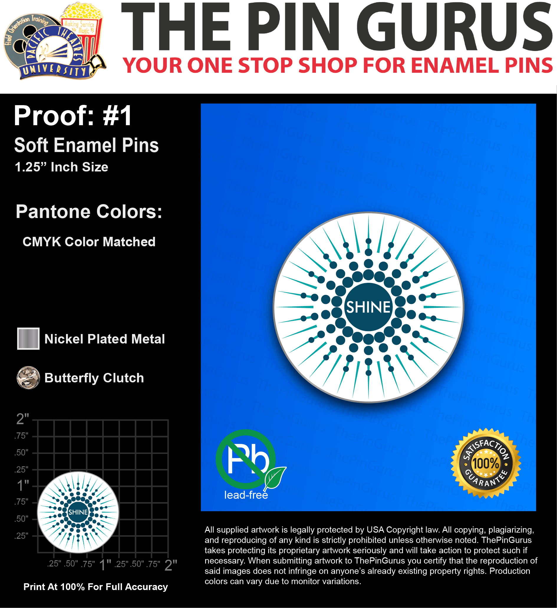 100 “MIKE P” LAPEL PINS: PROOF #1