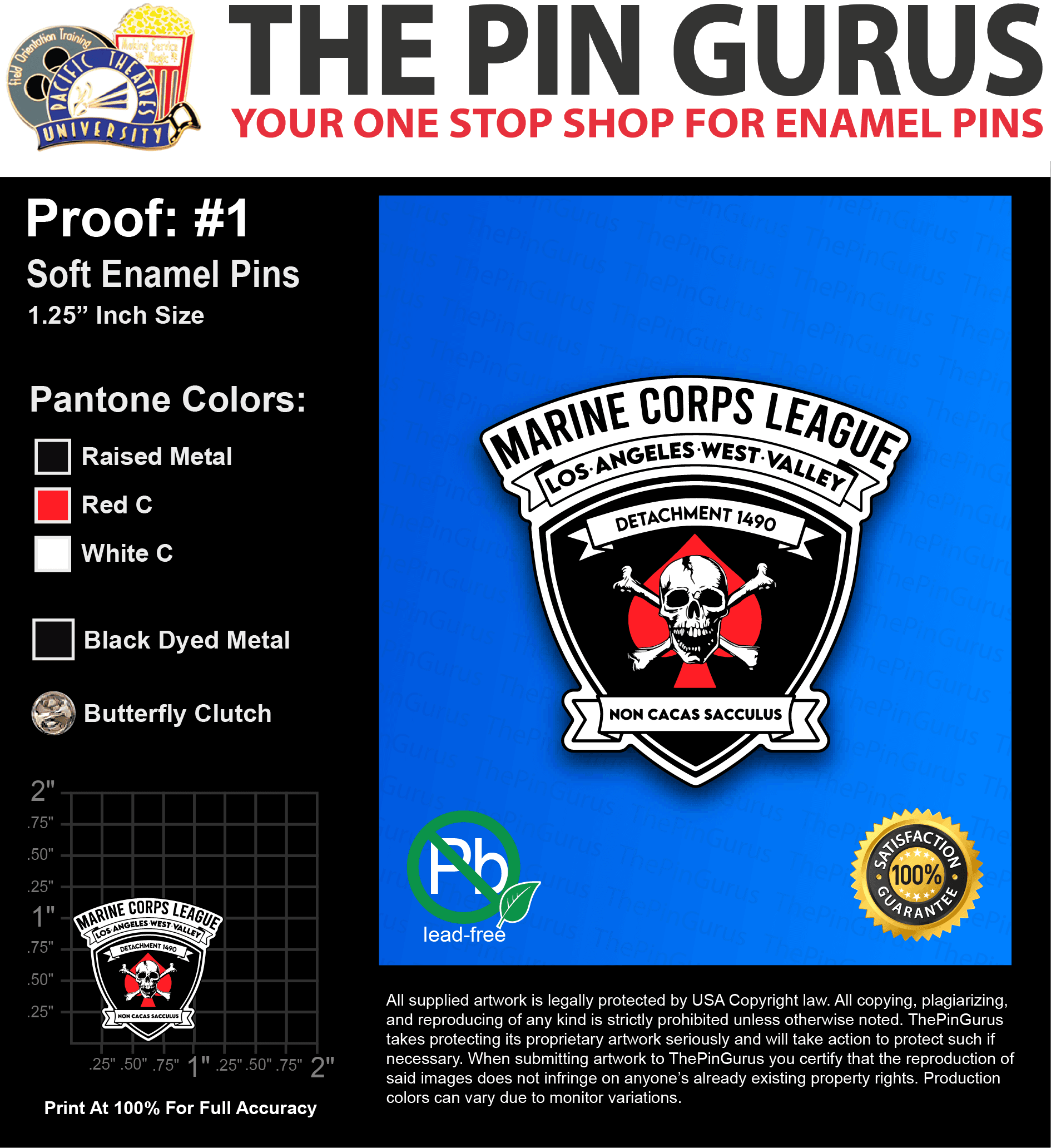 100 “DAVID F” LAPEL PINS: PROOF #1