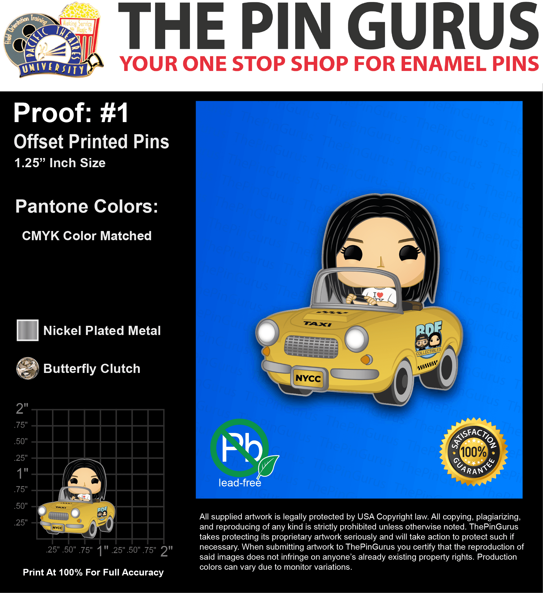 25 “LAURA S” LAPEL PINS: PROOF #1