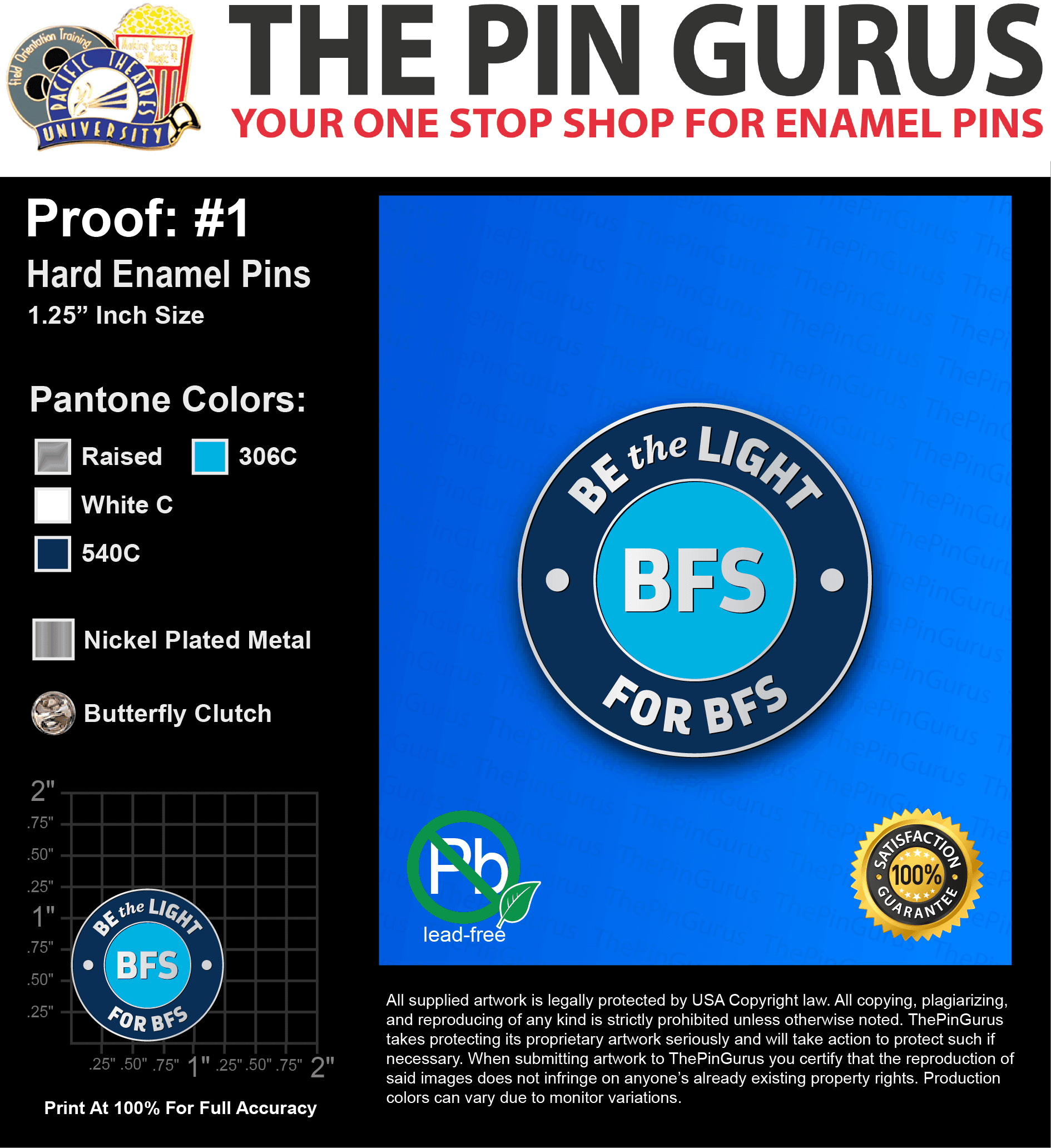 350 “PETER M” LAPEL PINS: PROOF #1