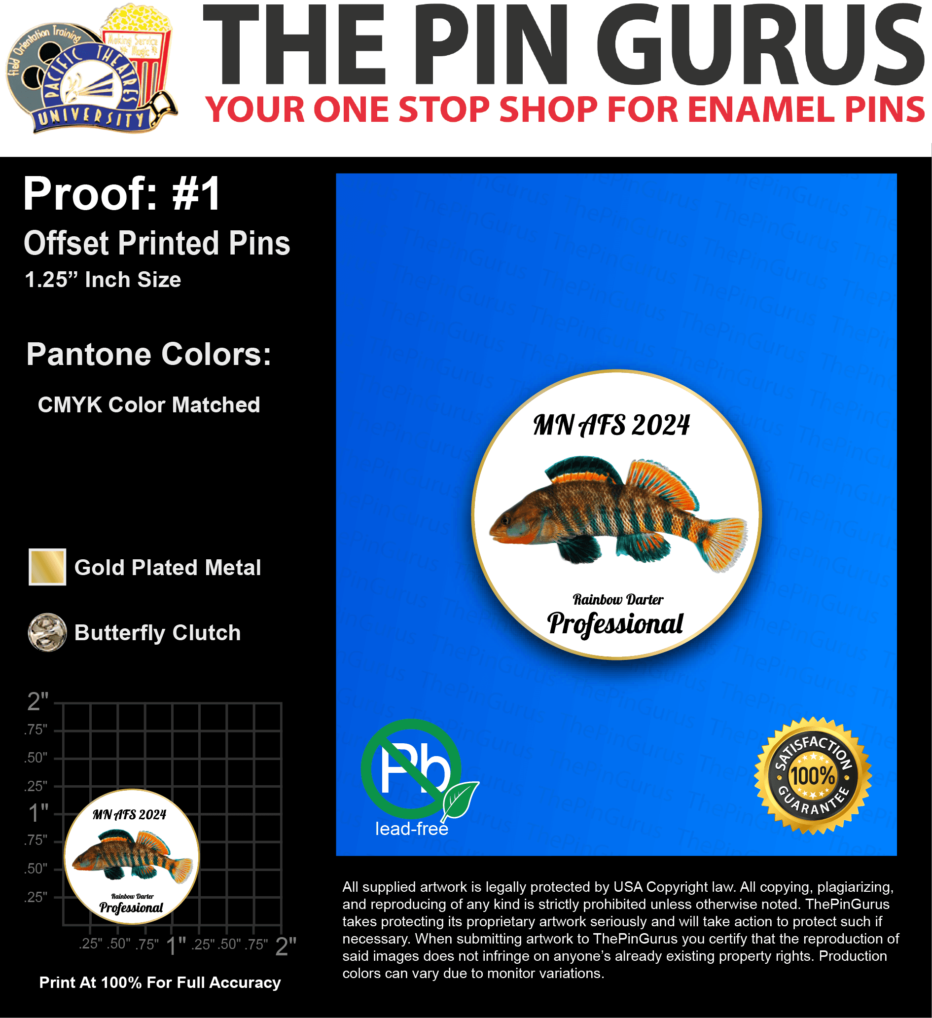 25 “RILEY T” LAPEL PINS: PROOF #1