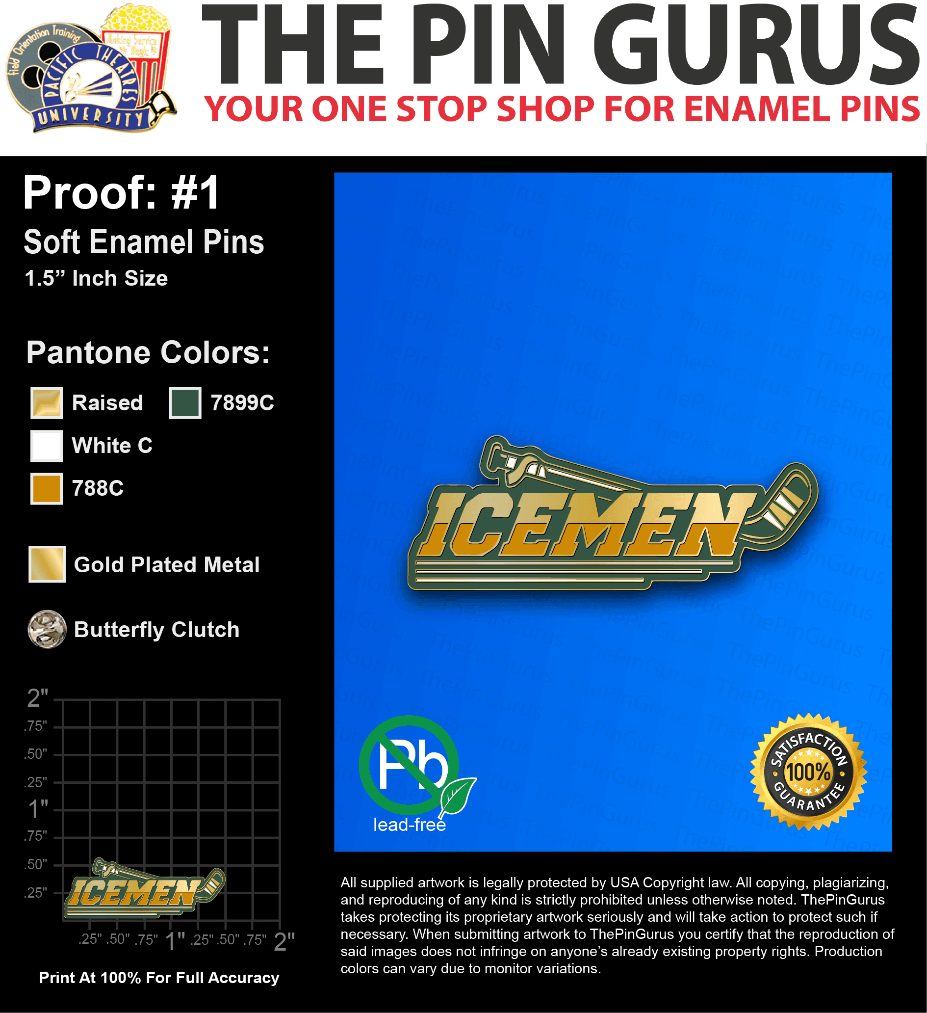 100 “ROBERT B” LAPEL PINS: PROOF #1