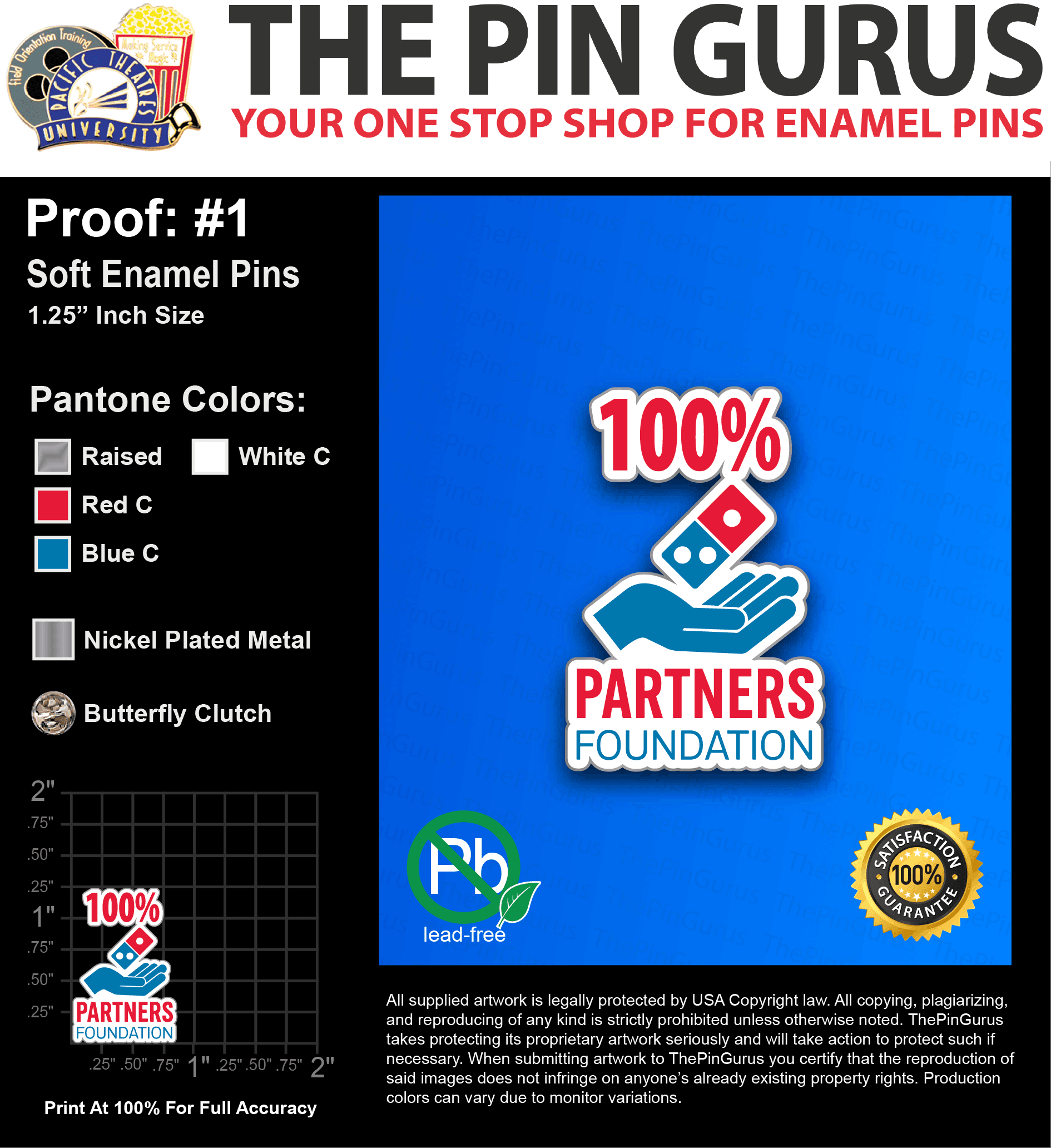 100 “ROBERT T” LAPEL PINS: PROOF #1