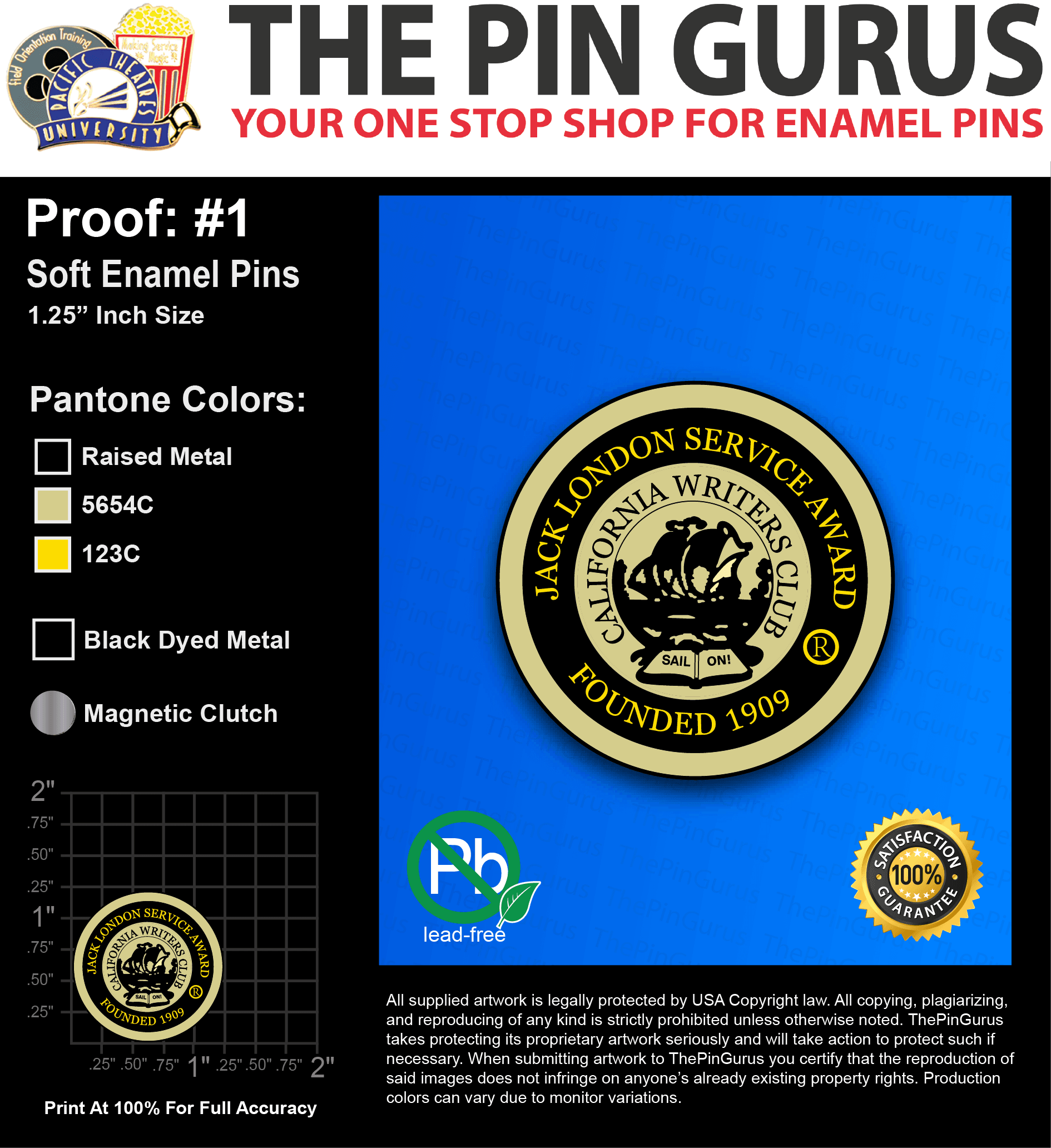 100 “ROGER C” LAPEL PINS: PROOF #1