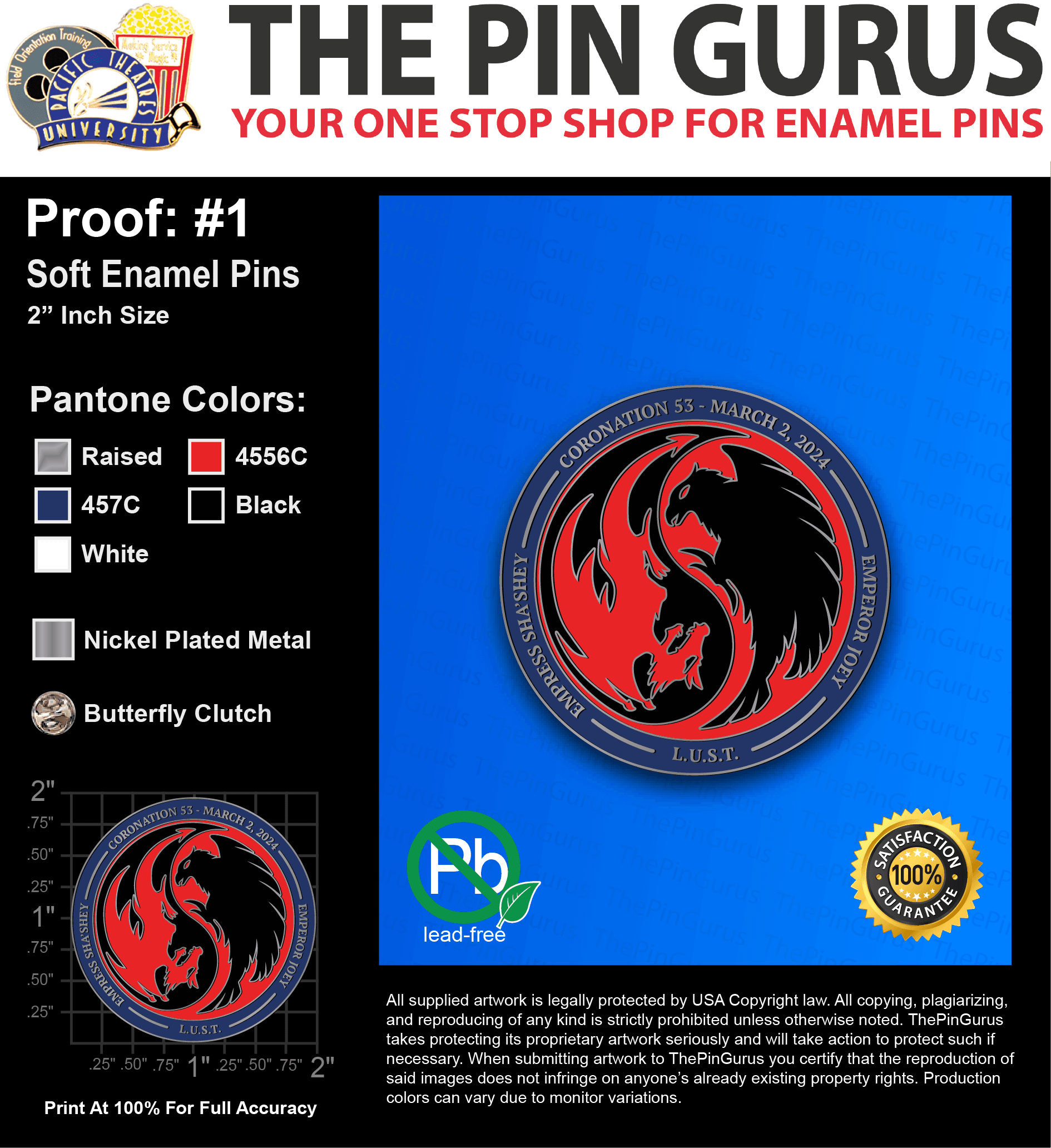 300 “DAVID W” LAPEL PINS: PROOF #1