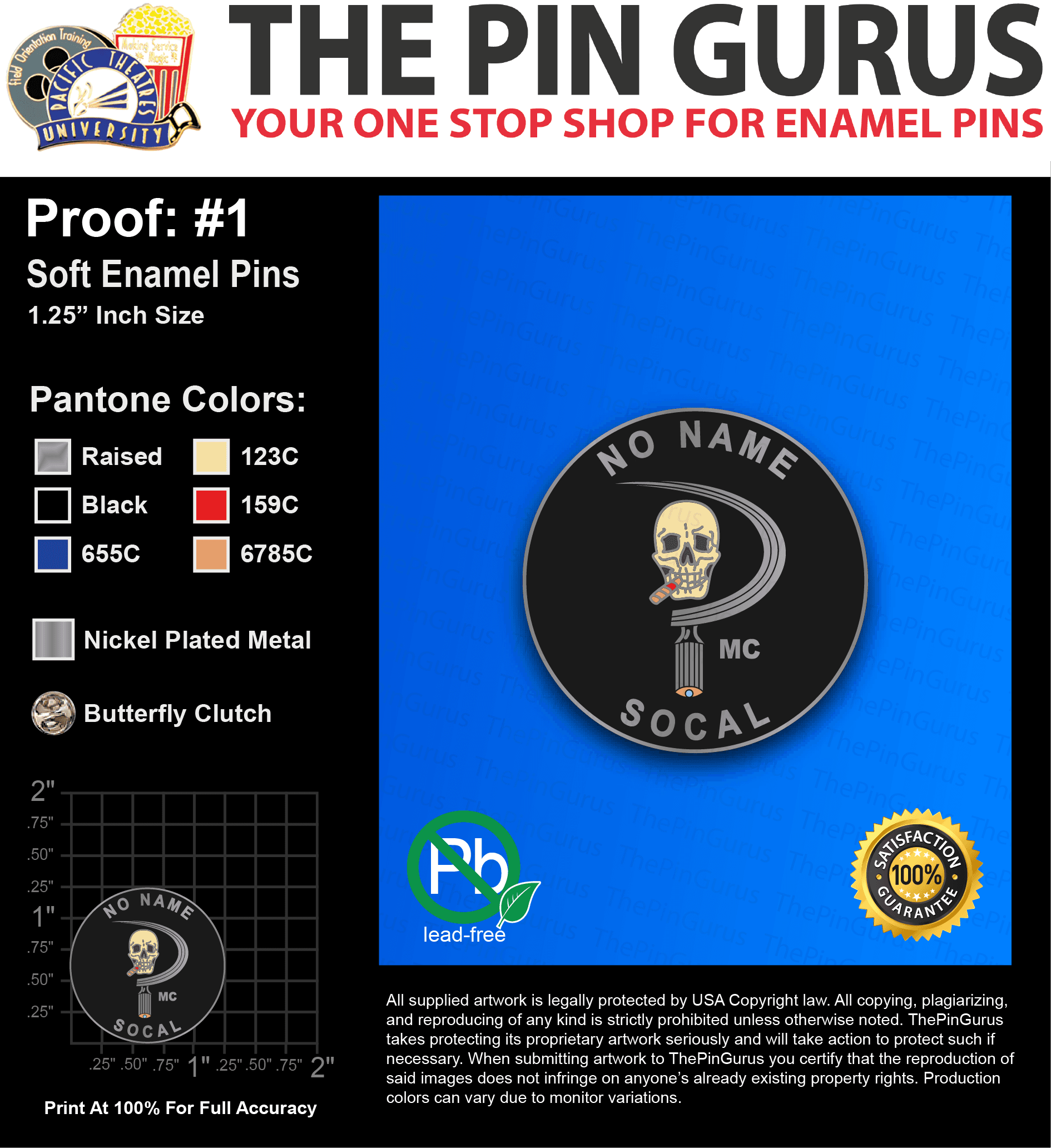 25 “JEFFREY G” LAPEL PINS: PROOF #1