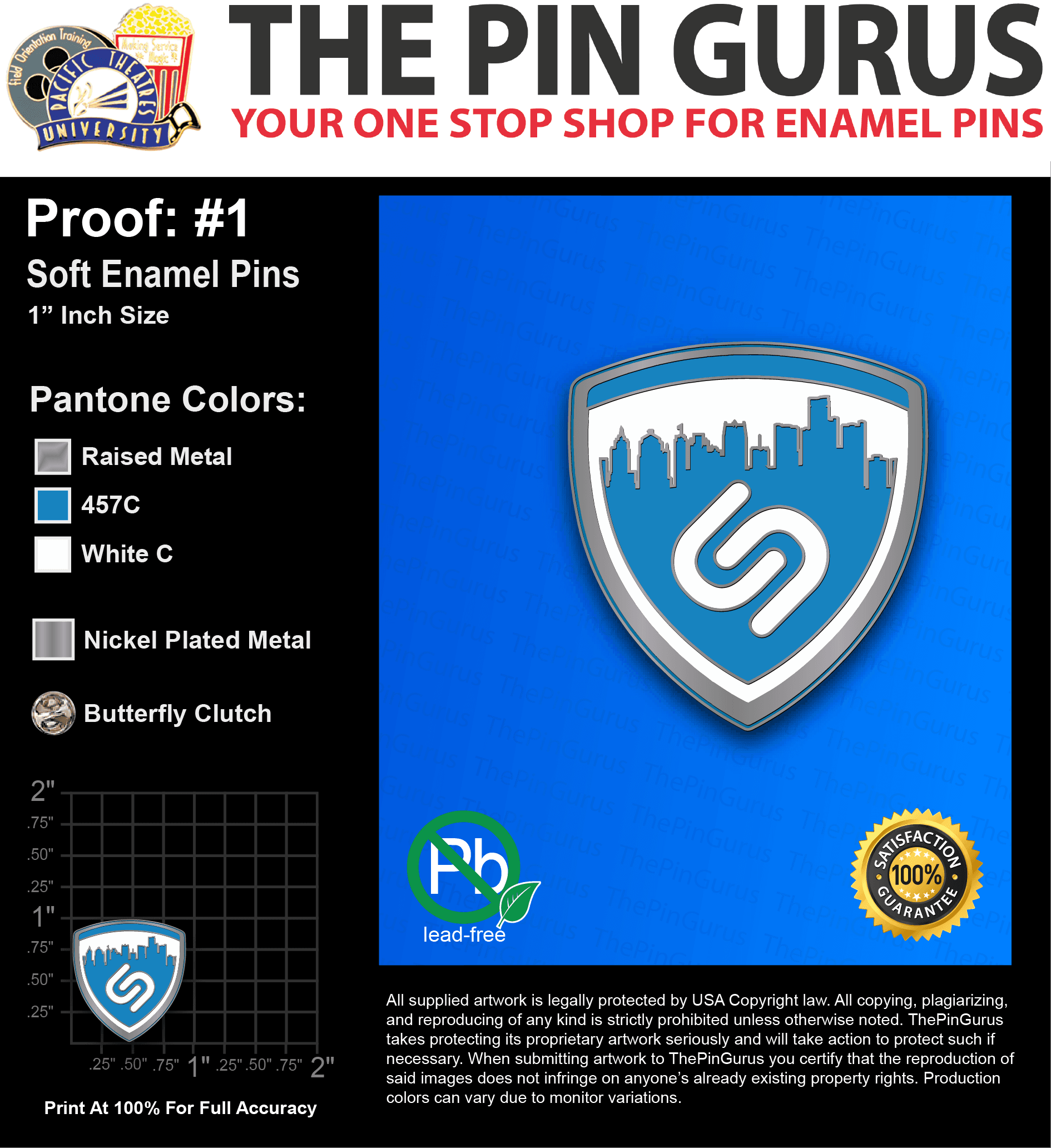 100 “JOHN S” LAPEL PINS: PROOF #1