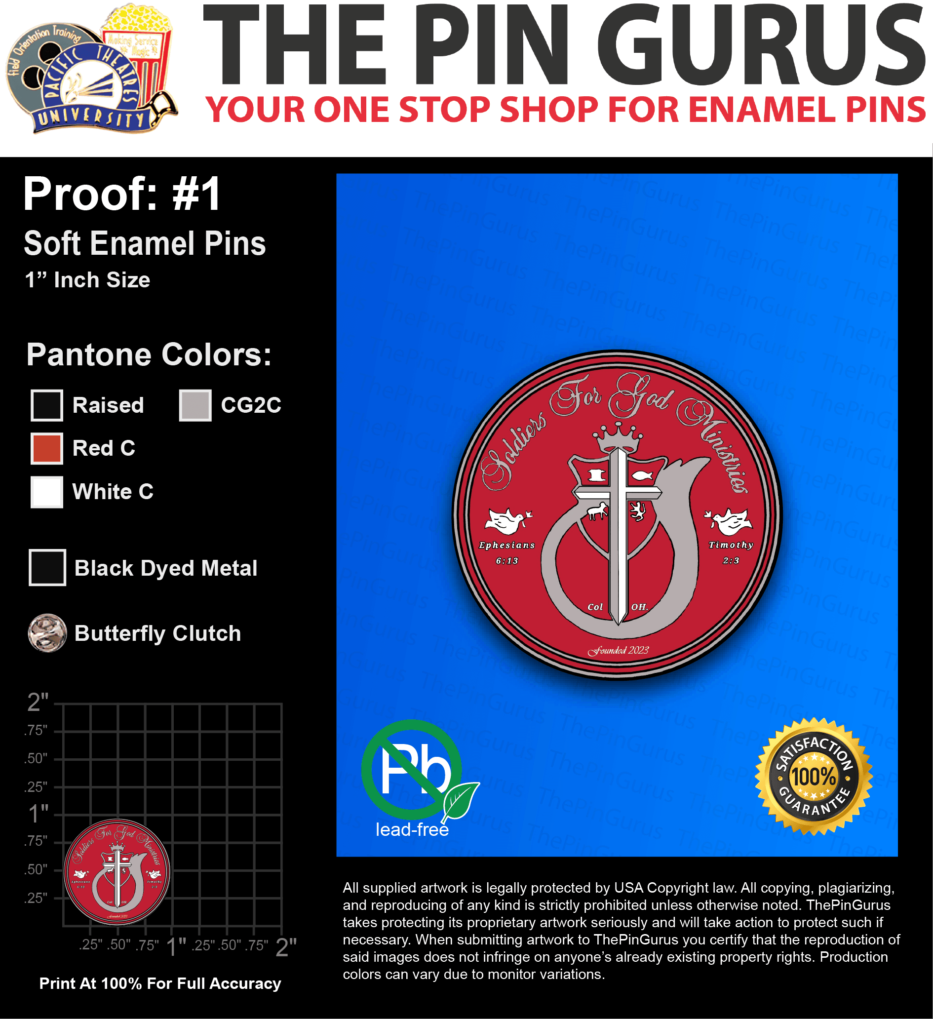 100 “JOHN W” LAPEL PINS: PROOF #1